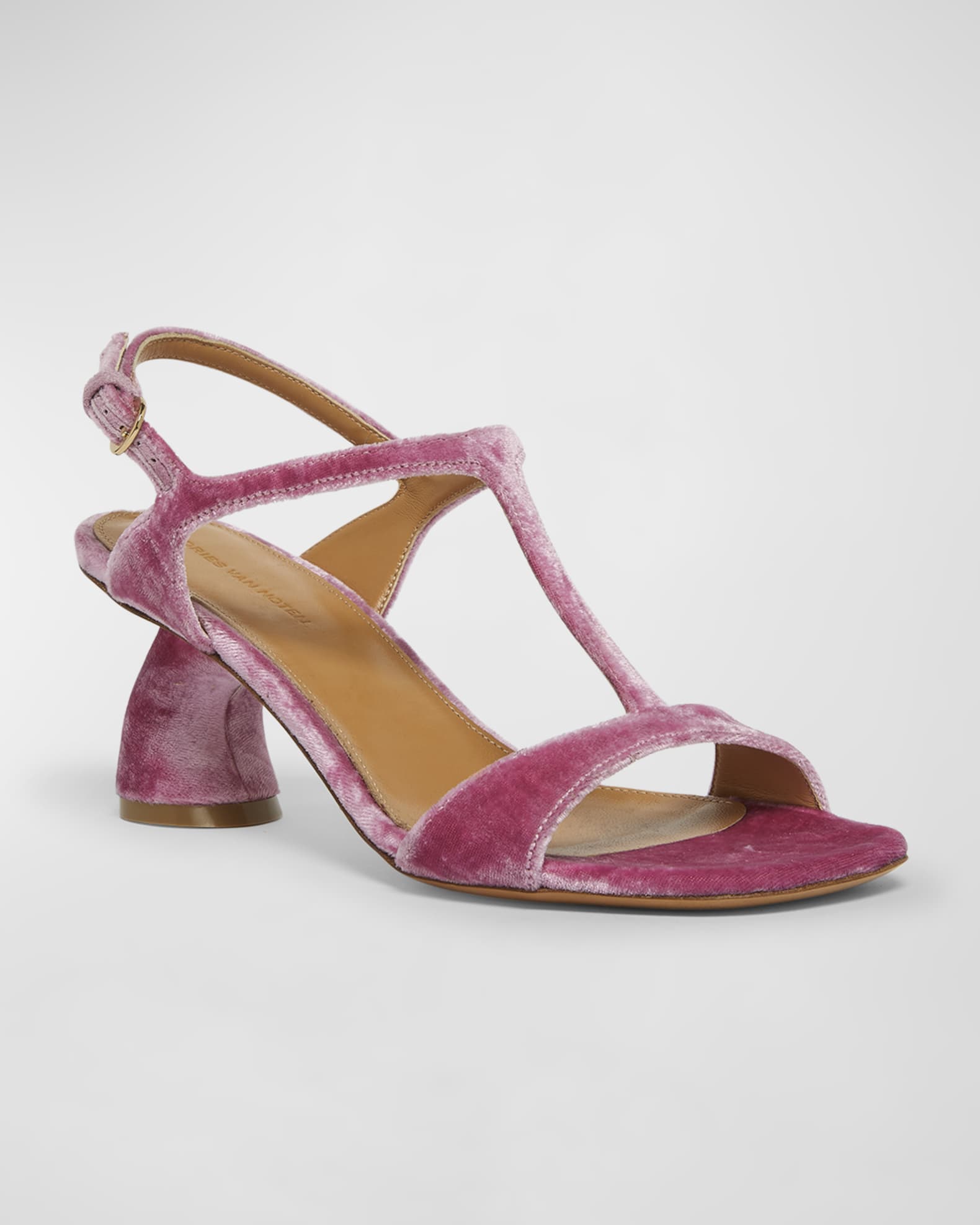 Dries Van Noten Velvet T Strap Slingback Sandals Neiman Marcus