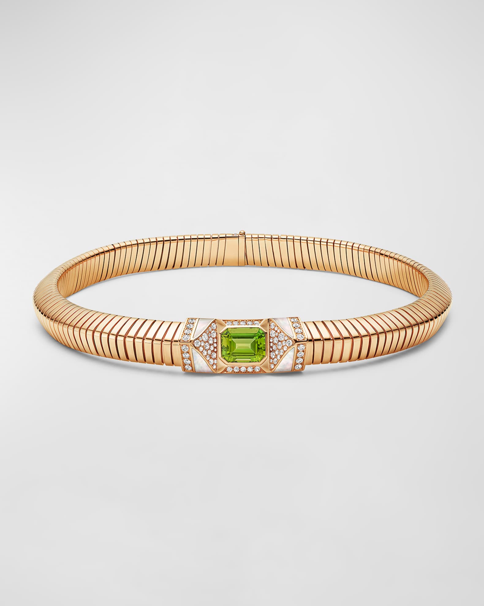 Tubogas 18K Yellow Gold Mother of Pearl and Tourmaline Necklace 0