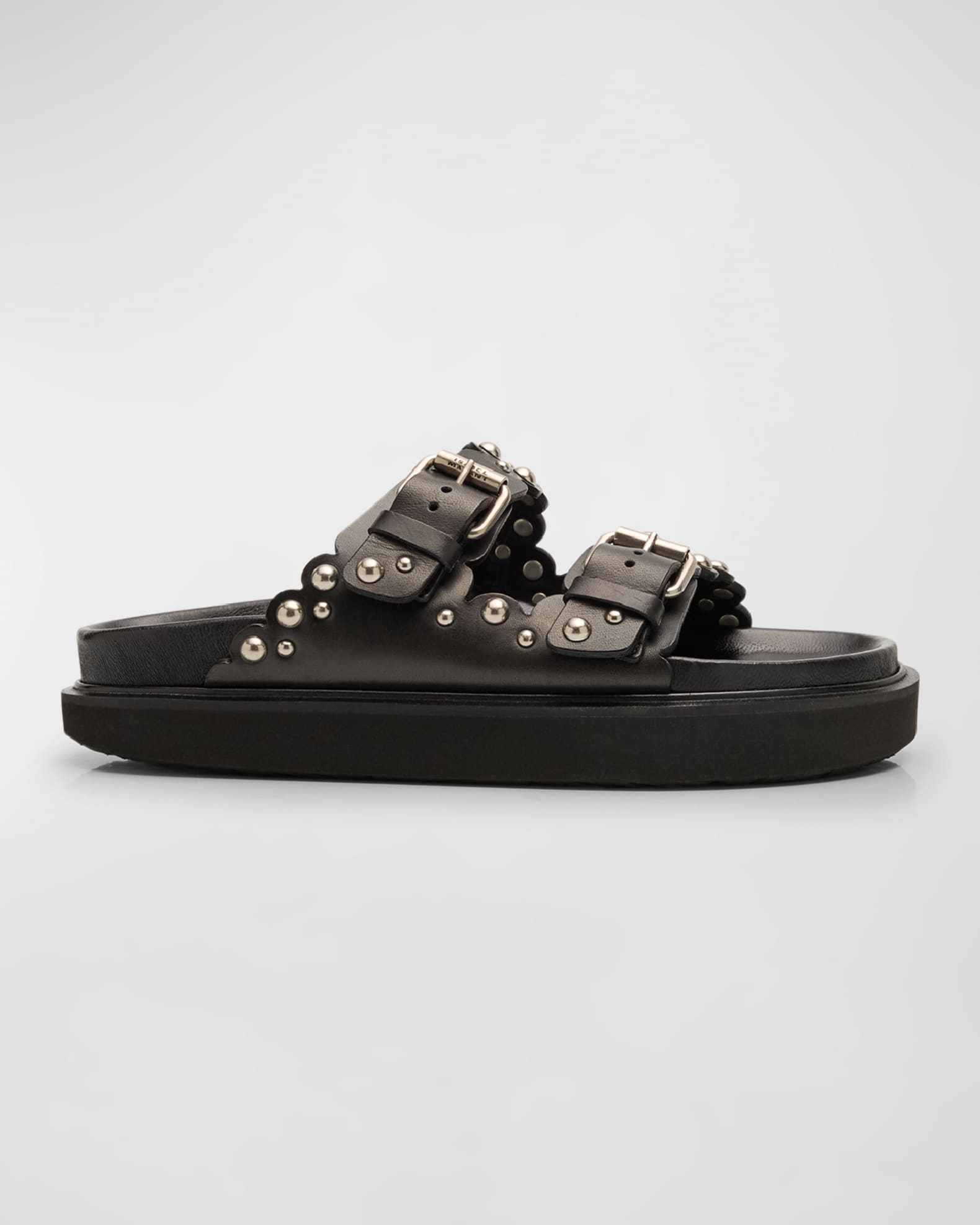Lennya Pearly Studded Leather Dual-Buckle Sandals