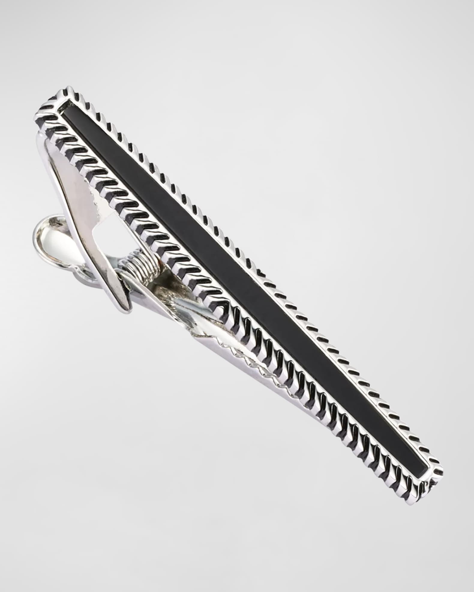 Men's Black Obsidian Wavy Frame Tie Bar 0