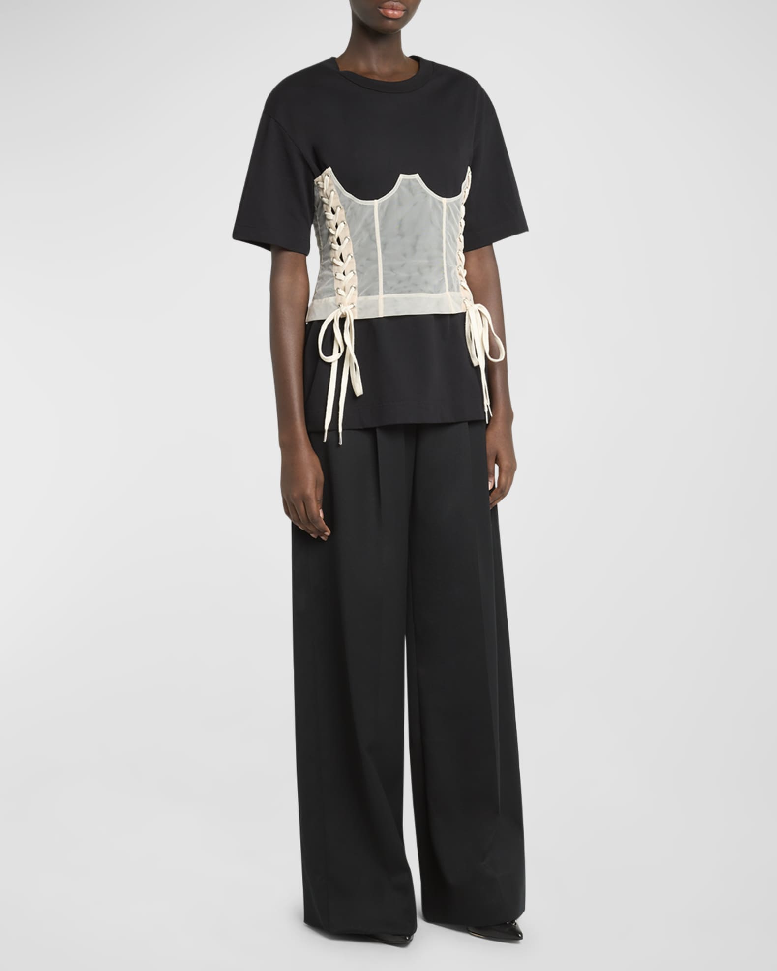 Simone Rocha Boxy T-Shirt with Corset Panel | Neiman Marcus