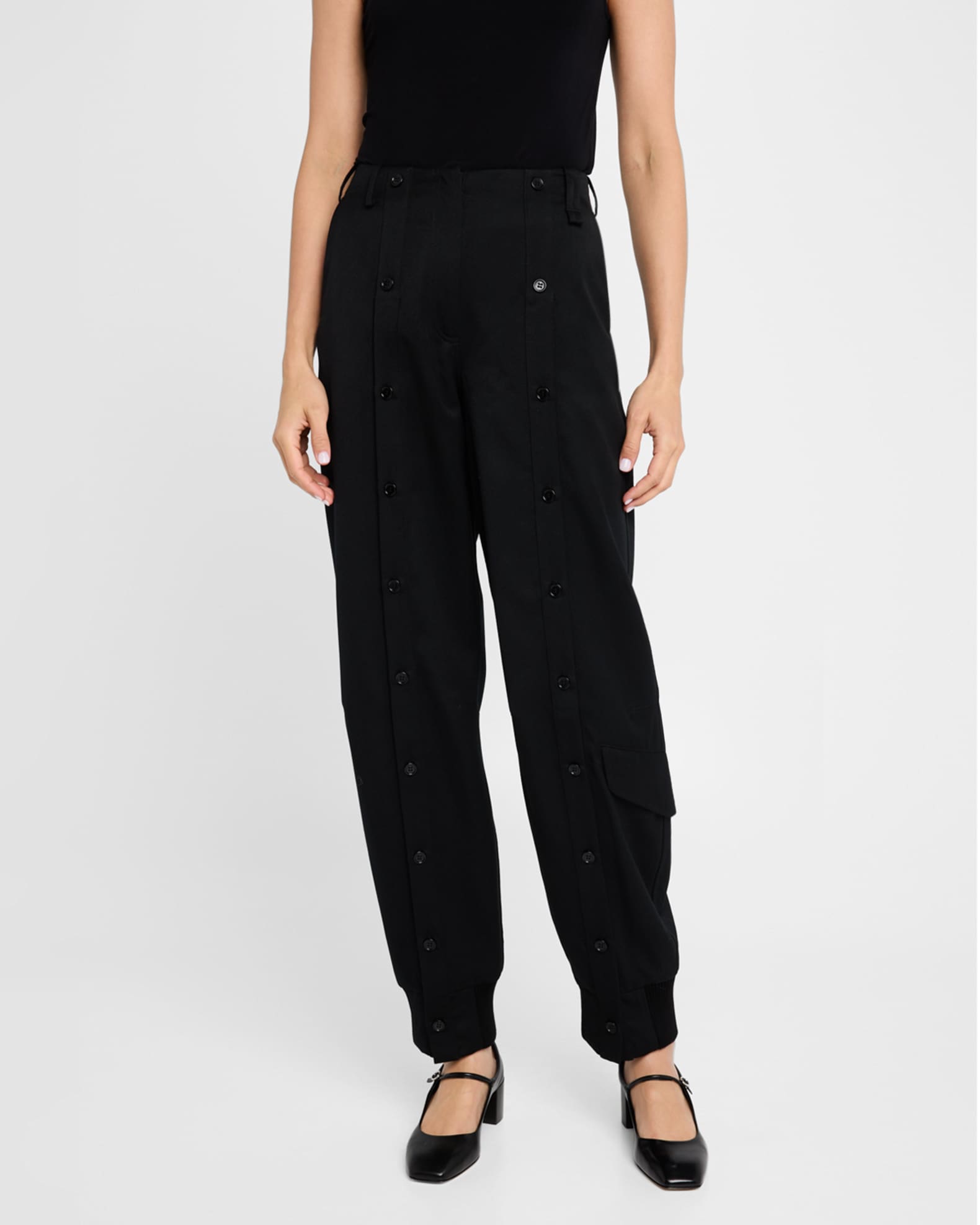 Front Button Placket Wool Trousers 0