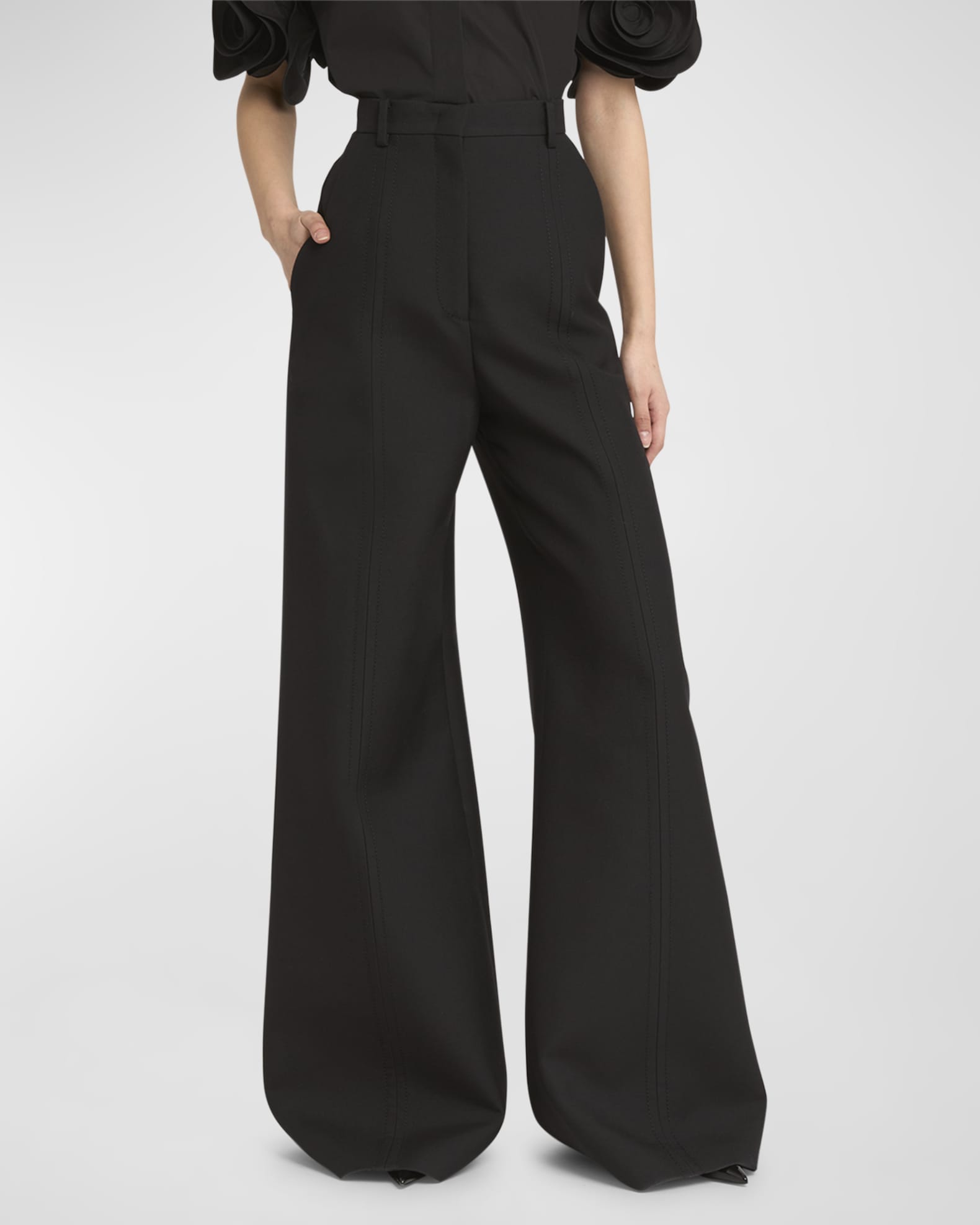 High-Rise Wide-Leg Wool Trousers