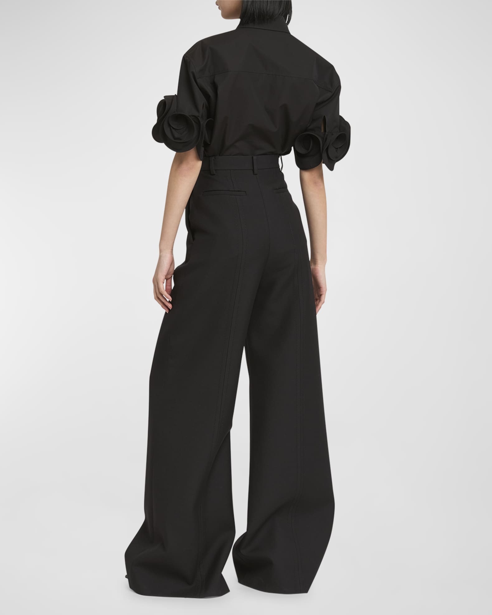 High-Rise Wide-Leg Wool Trousers