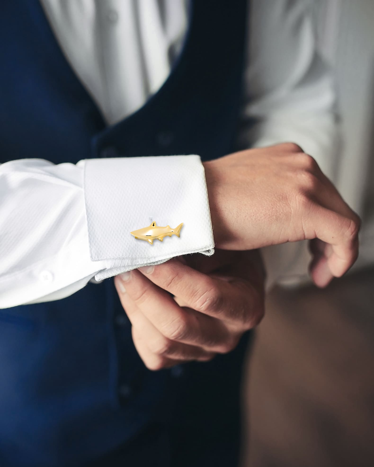 Men's Gold-Tone Shark Cufflinks 1