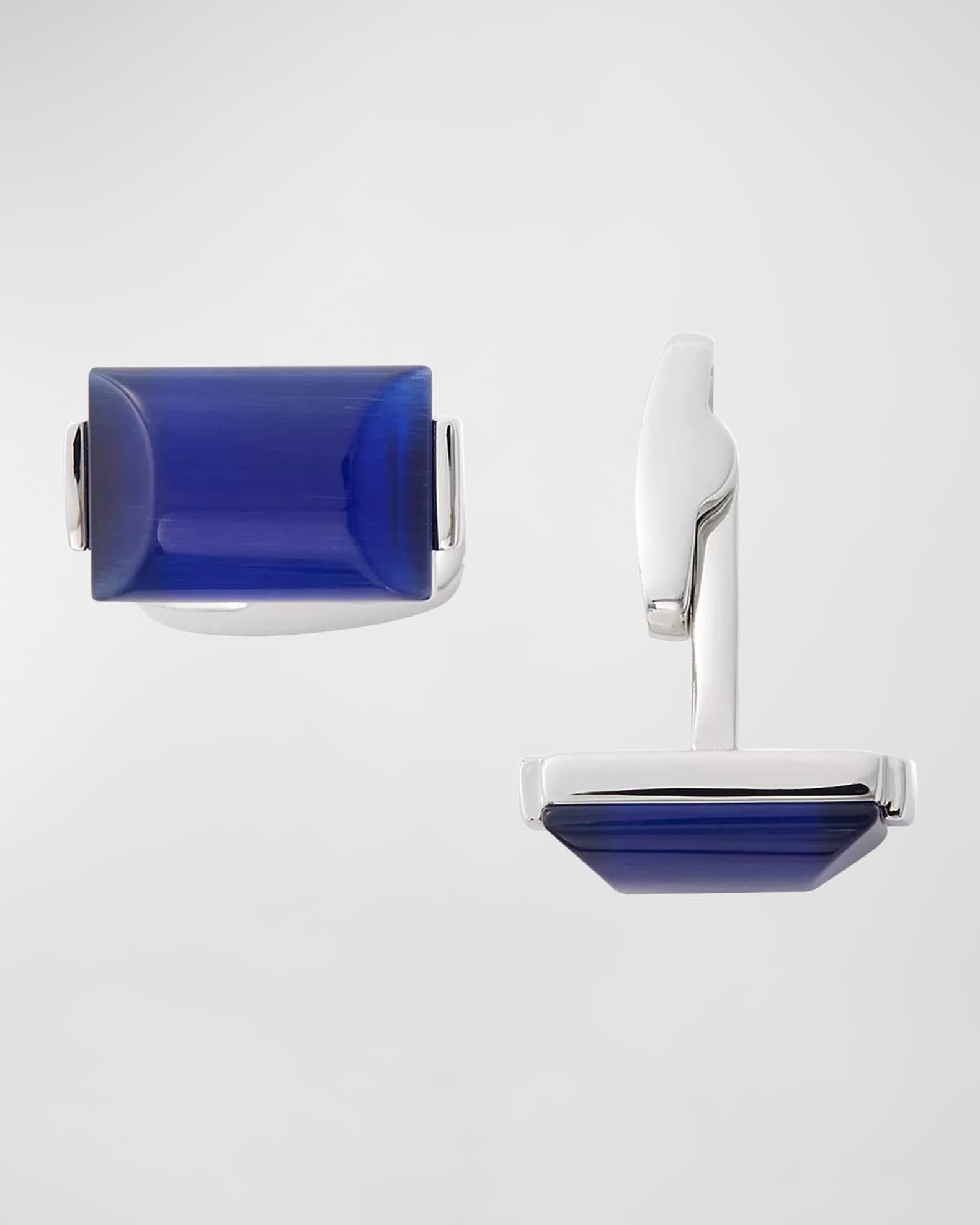 Men's Curve Rectangle Lapis Cufflinks 0