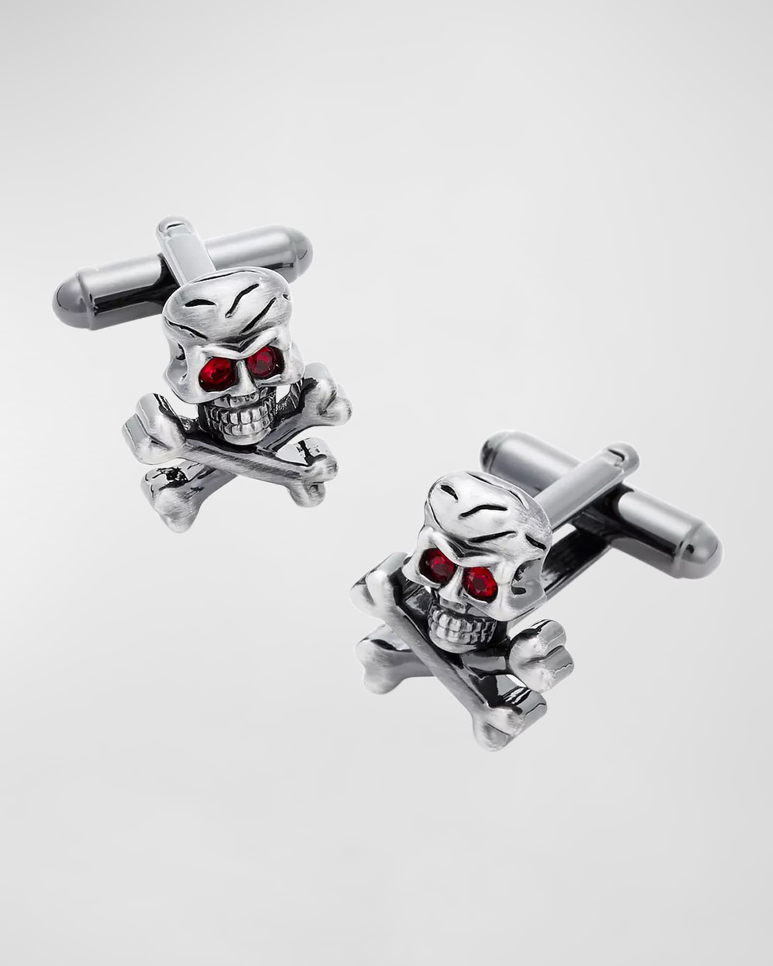 Link Up Men s Skull Crossbones Cufflinks with Crystal Eyes Neiman Marcus