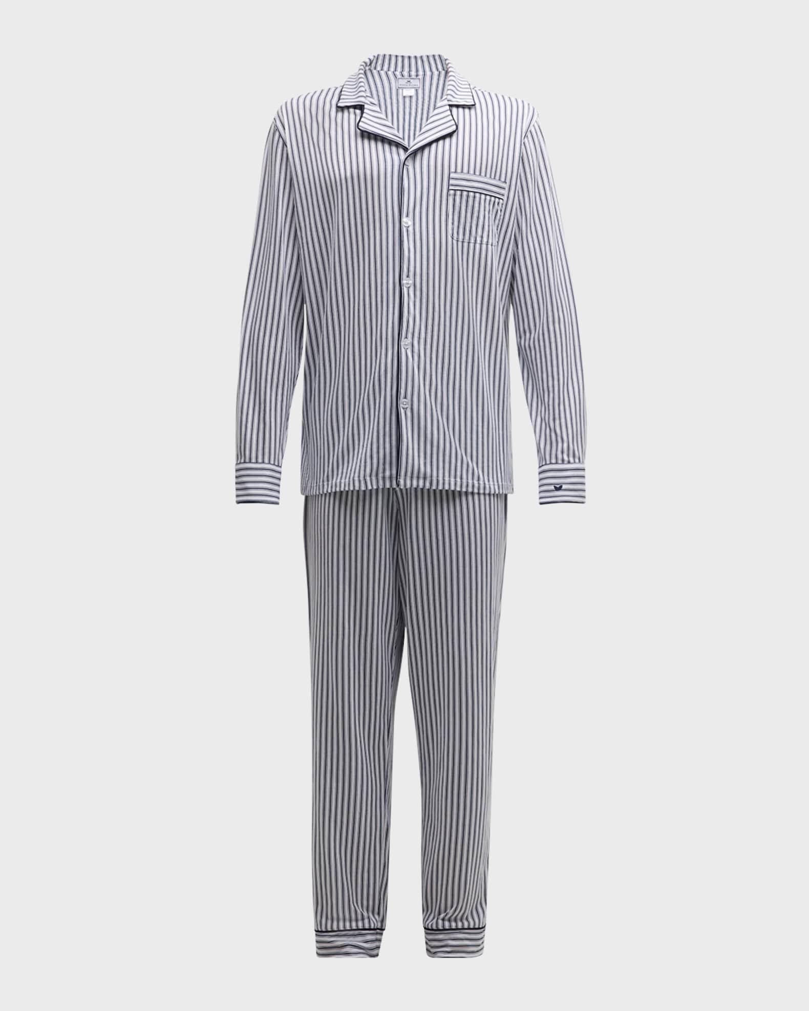 Men s Pima Cotton Stripe Long Pajama Set