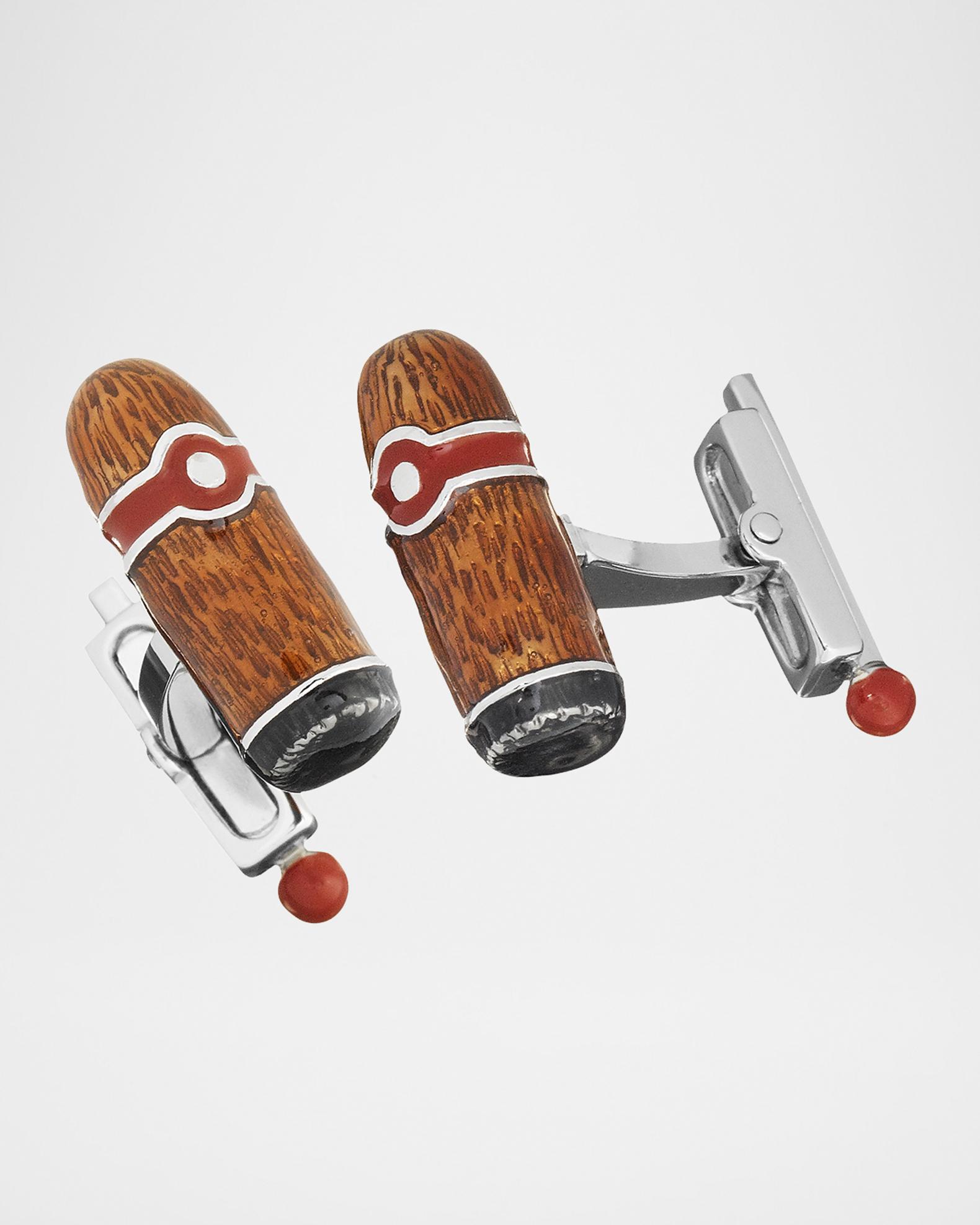 Boutons De Manchette Punk Métal Cigare Émaillés Rouge - Pour Chemise, Costume - Cadeau Homme, Style Vintage - 10