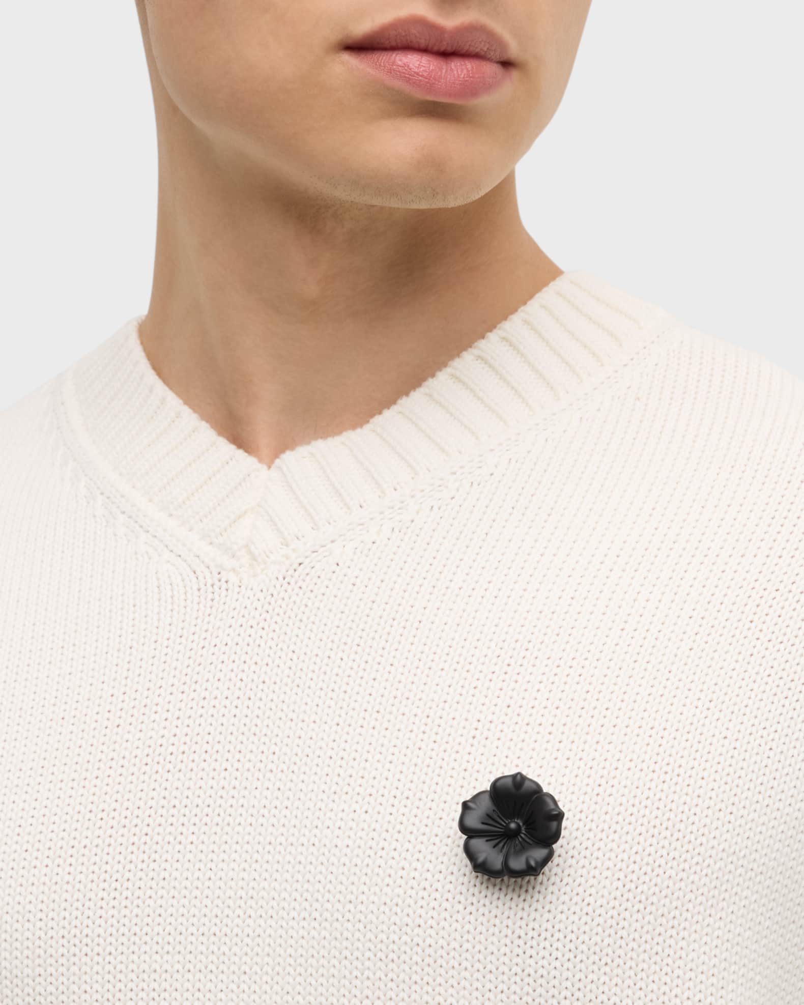 Men's Matte Black Flower Lapel Pin 1