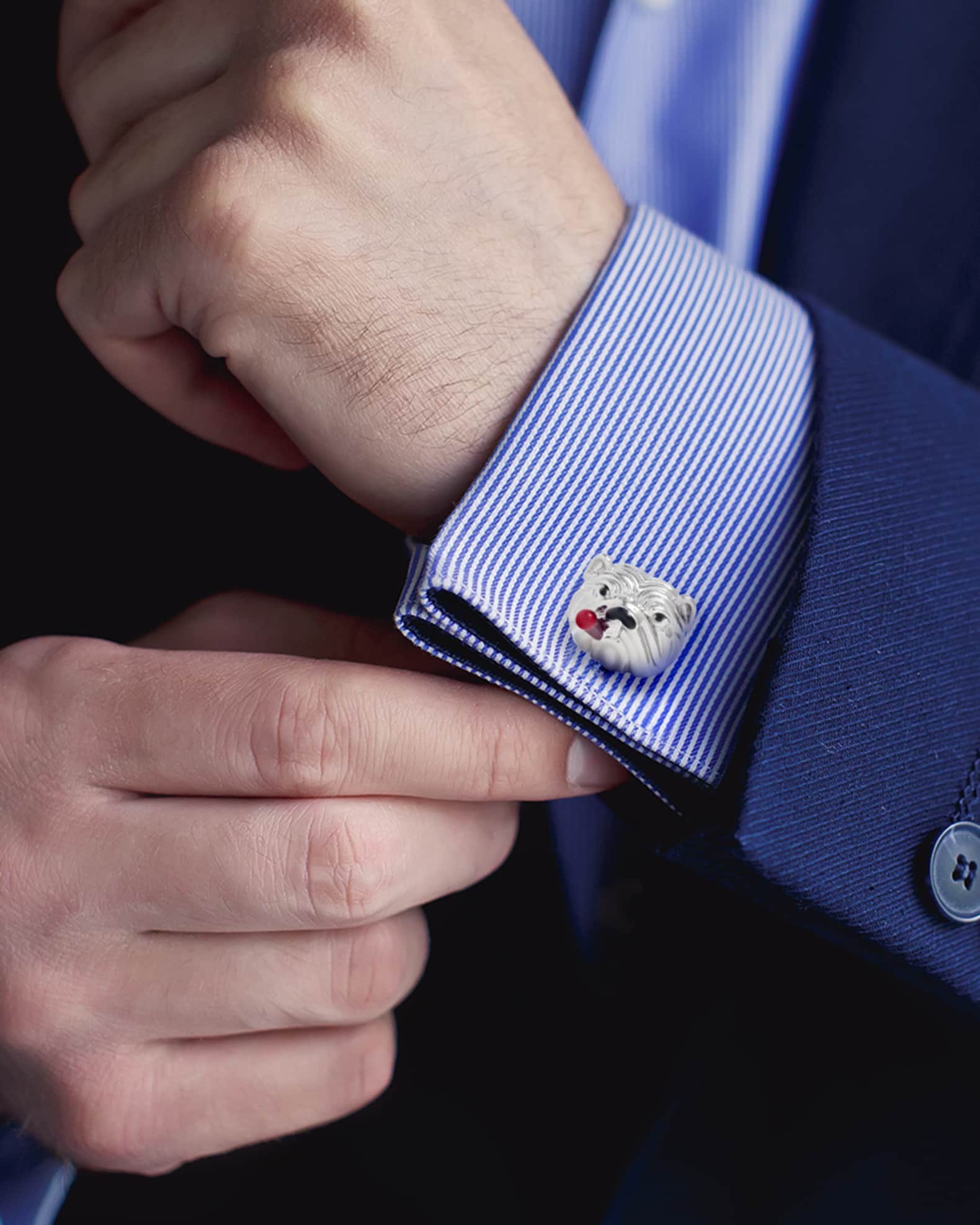 Men's Bulldog With Cigar Cufflinks 1
