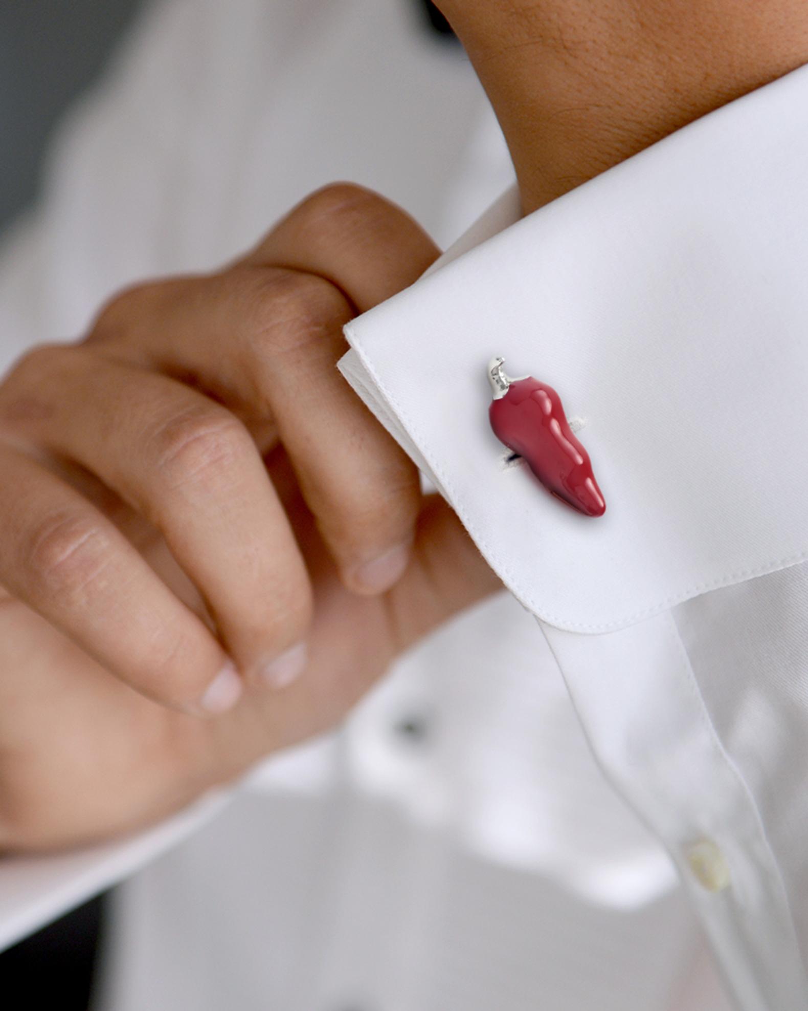 Link Up Men's Enamel Red Chili Pepper Cufflinks | Neiman Marcus