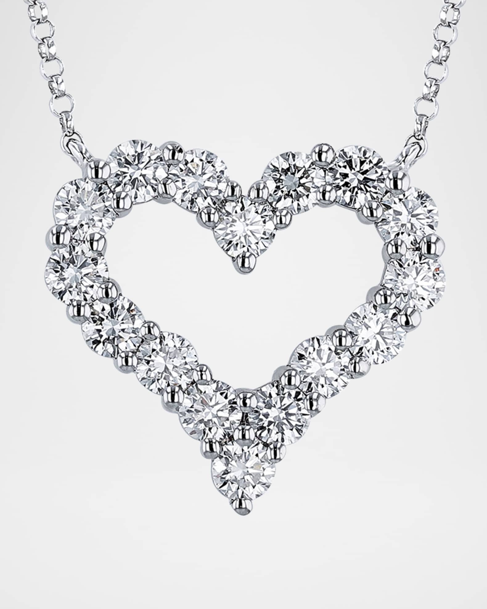Neiman Marcus Diamonds 18K White Gold Diamond Heart Pendant Necklace 16 L 3.49tcw Neiman Marcus