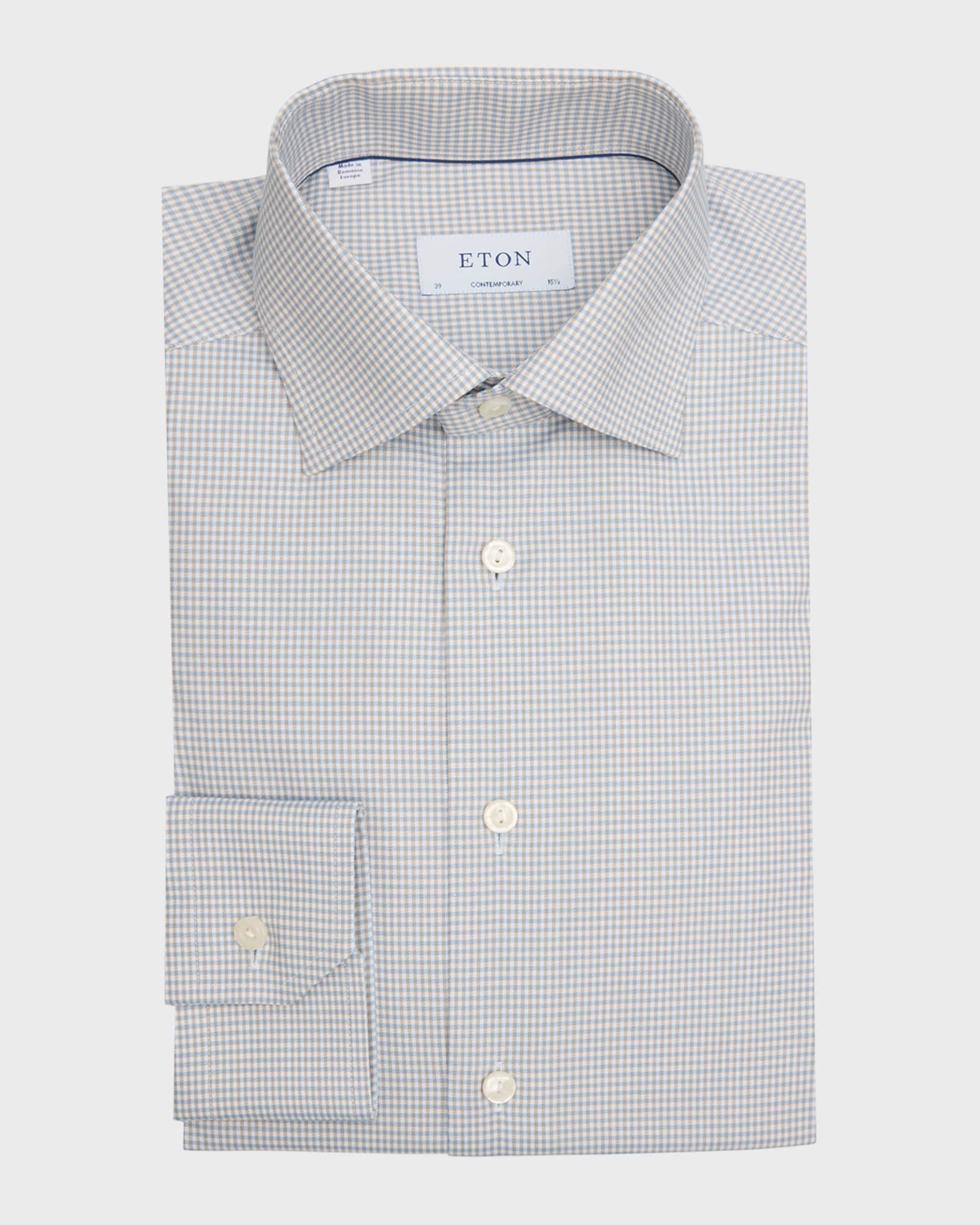 Men's Signature Micro-Check Contemporary-Fit Dress Shirt