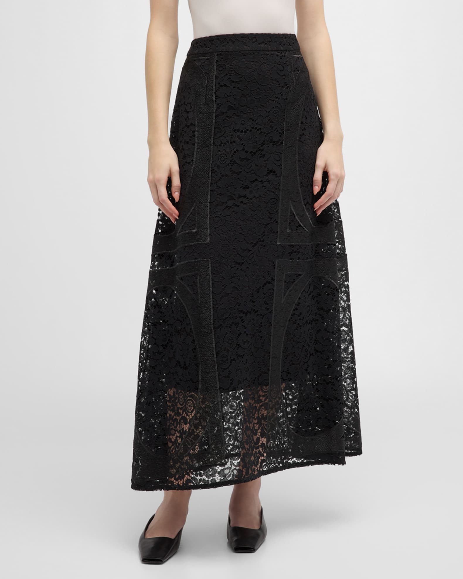 A-Line Floral Lace Maxi Skirt 1