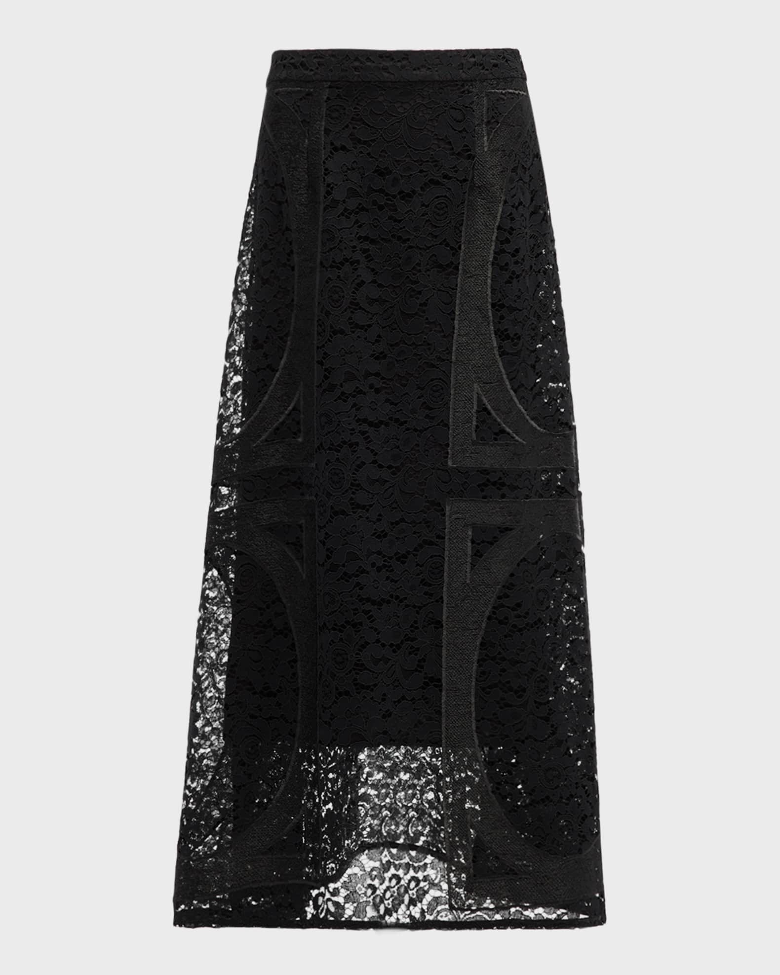 A-Line Floral Lace Maxi Skirt 0