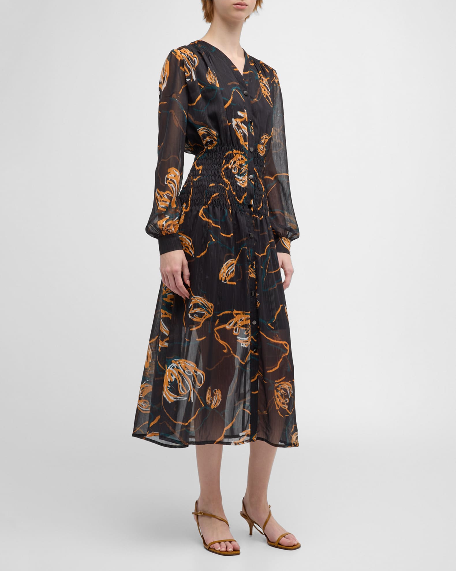Misook Floral Print Chiffon Maxi Dress