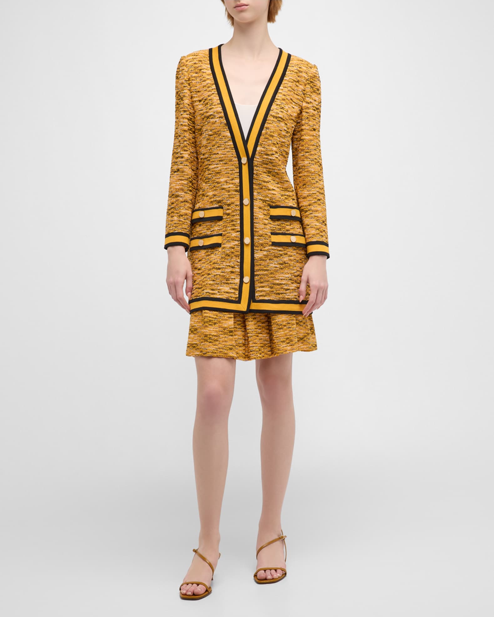 Misook Tailored Button Down Tweed Knit Jacket Neiman Marcus