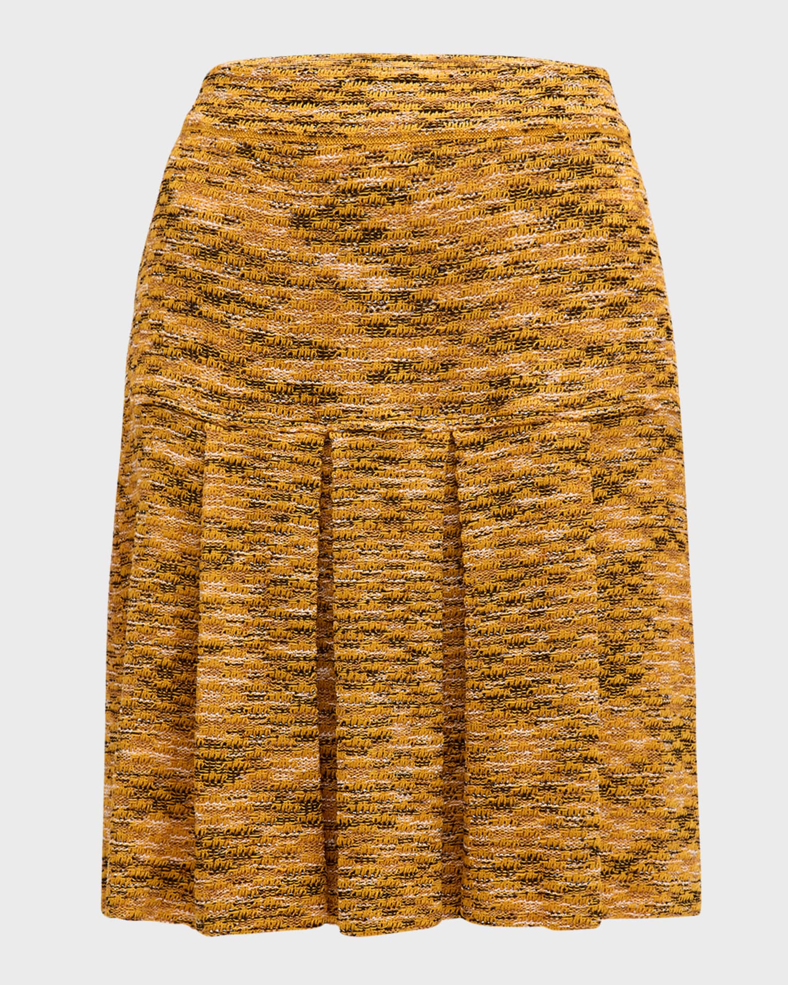 Pleated A Line Tweed Knit Mini Skirt