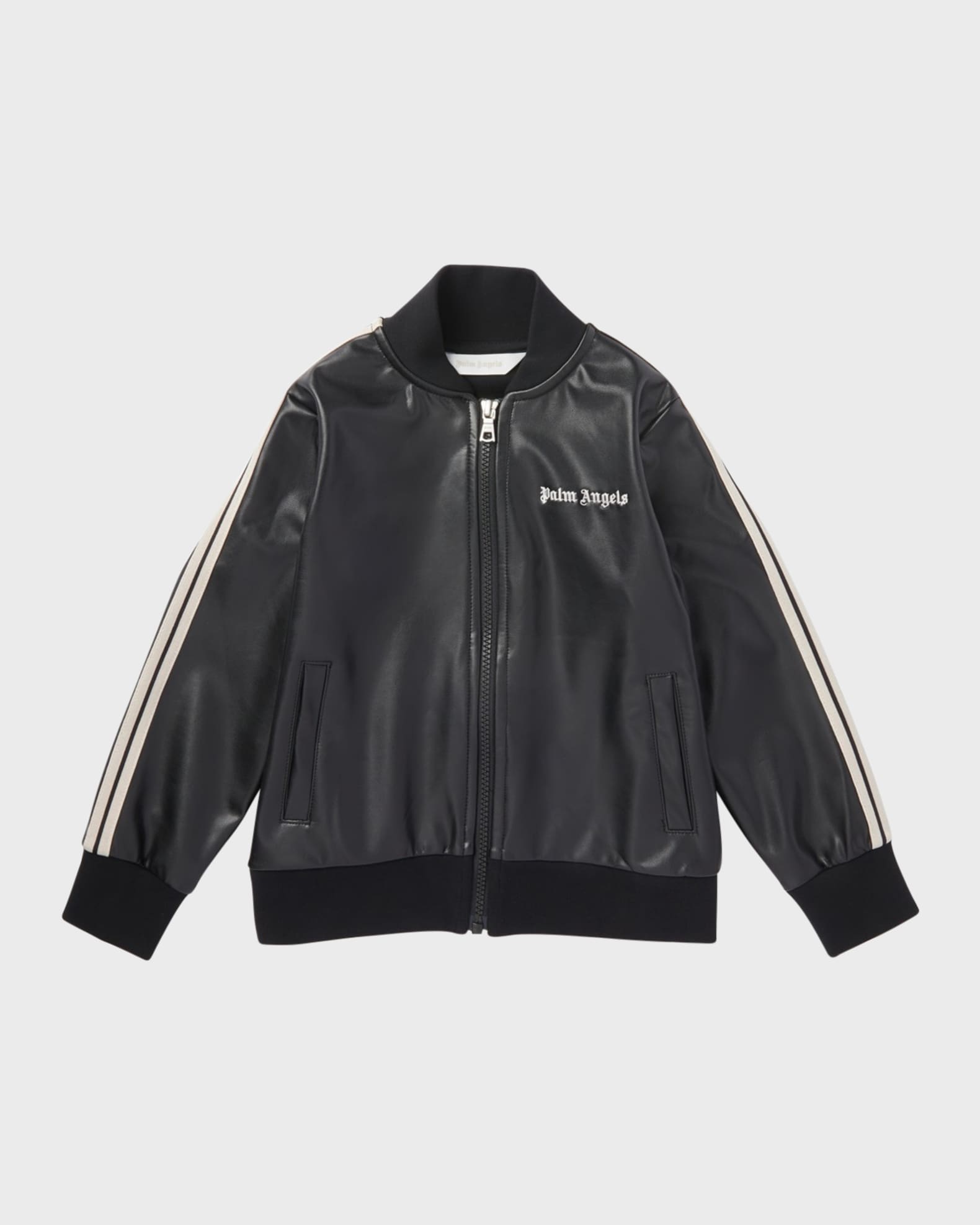Boy s Faux Leather Track Jacket Neiman Marcus