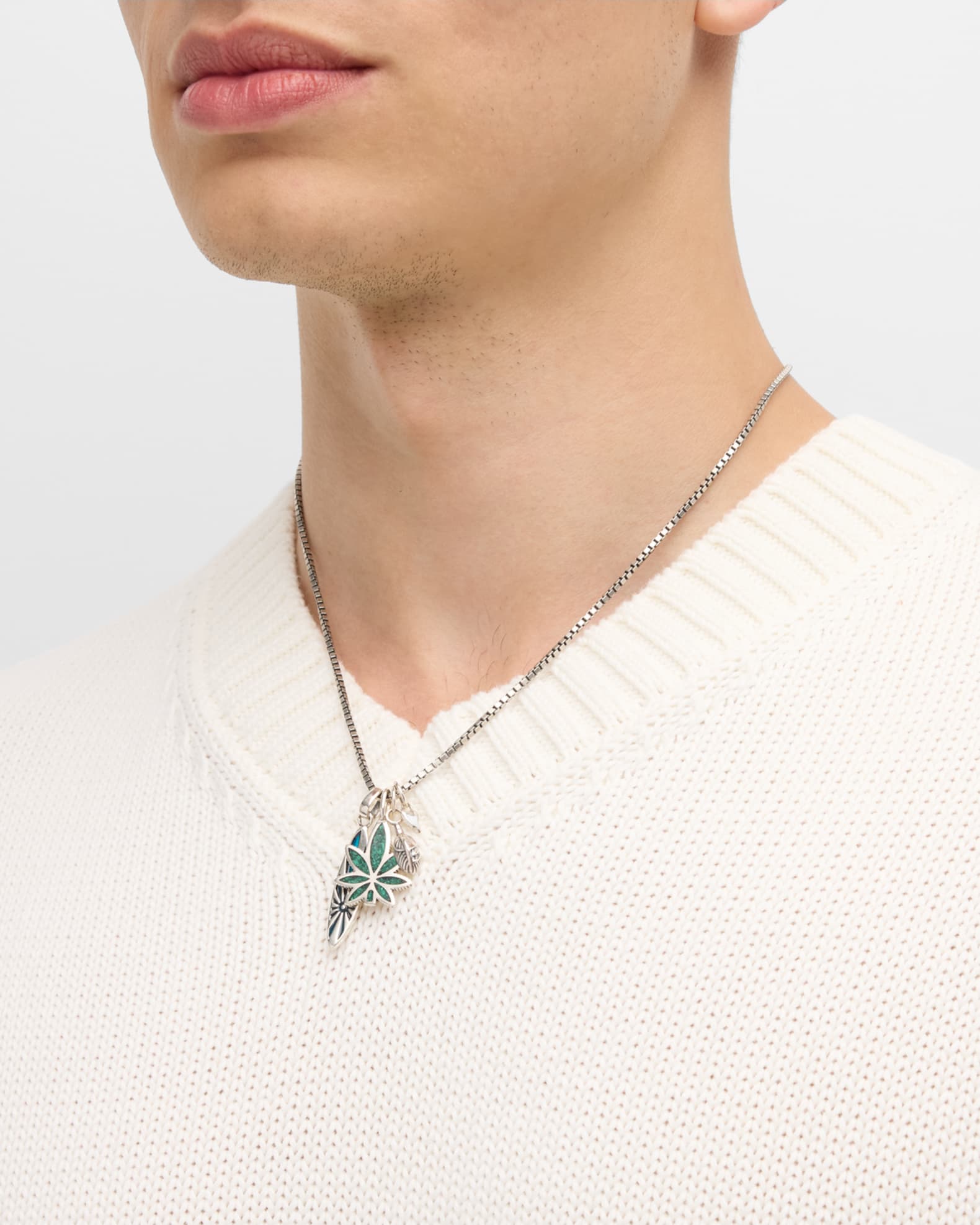 Men's Sterling Silver Surf Charm Necklace 1