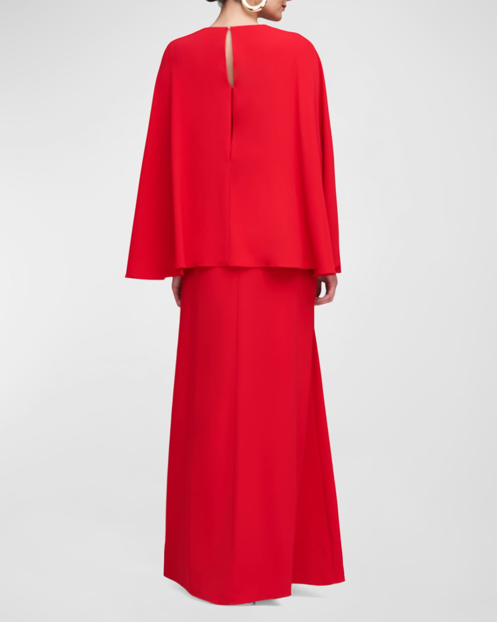 Halston Olaya Side Slit Crepe Cape Gown Neiman Marcus