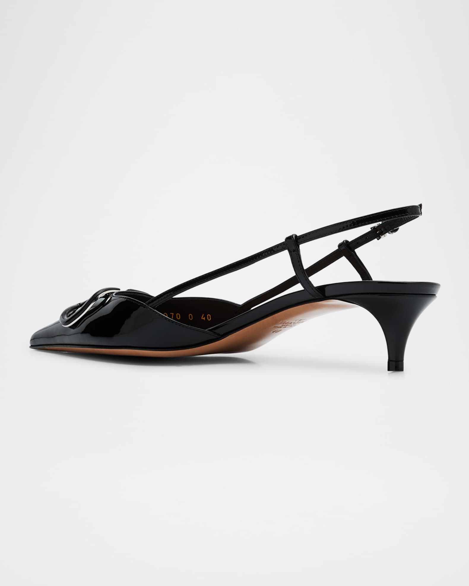 Valentino Vlogo Patent Kitten Slingback Pumps Nero