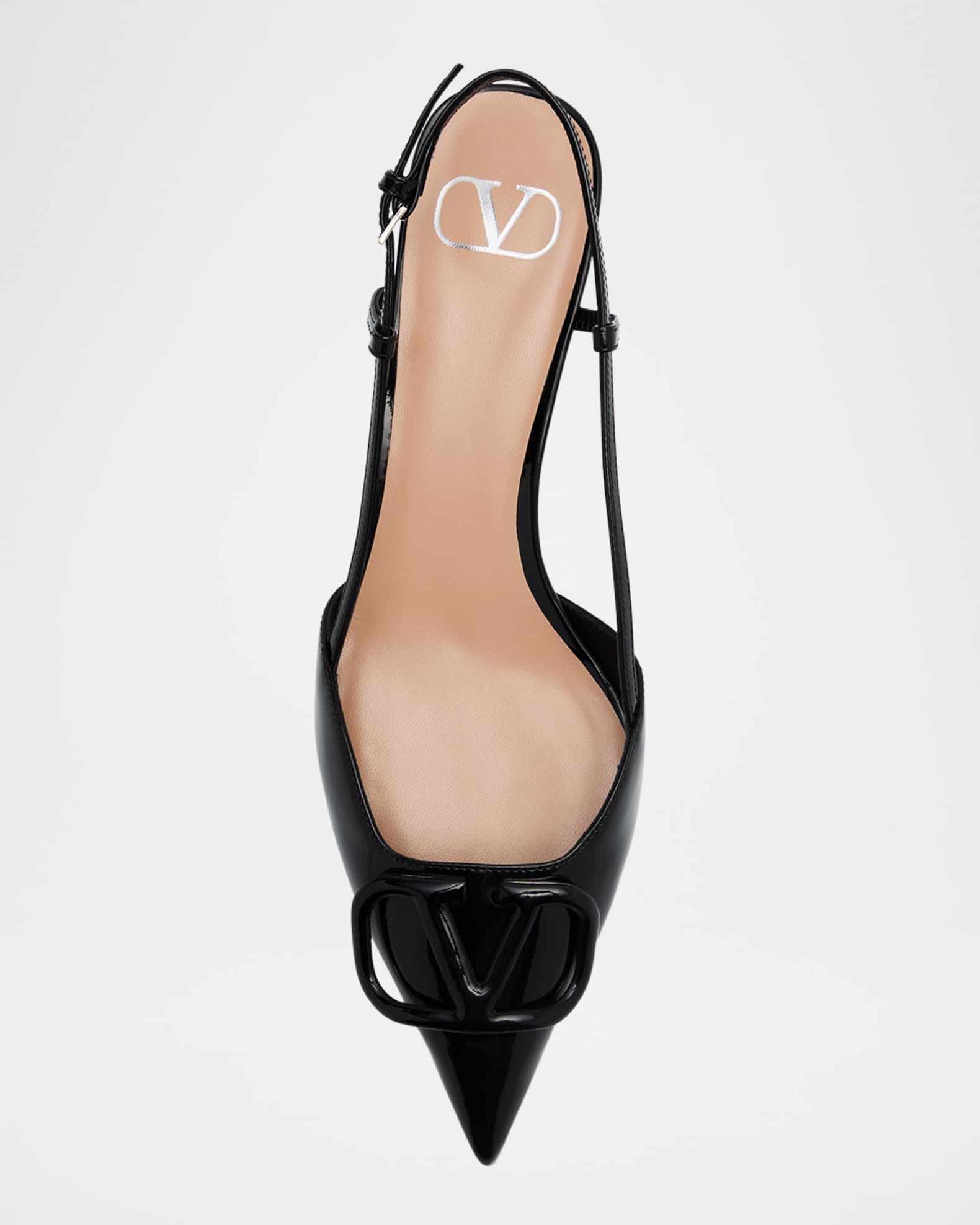 Valentino Garavani VLogo Patent Kitten Slingback Pumps