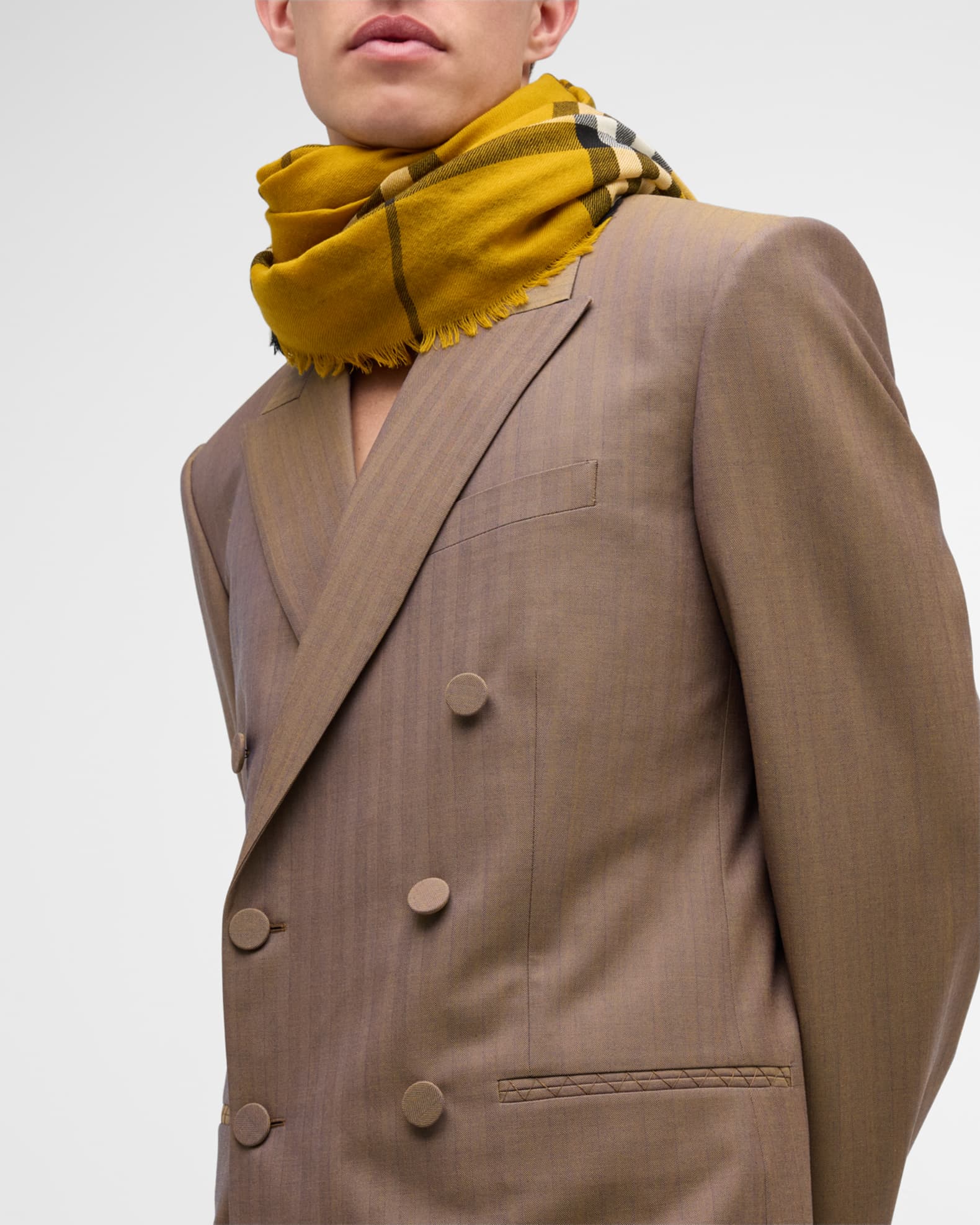 Burberry Men's Lightweight Woven Giant Check Wool Scarf