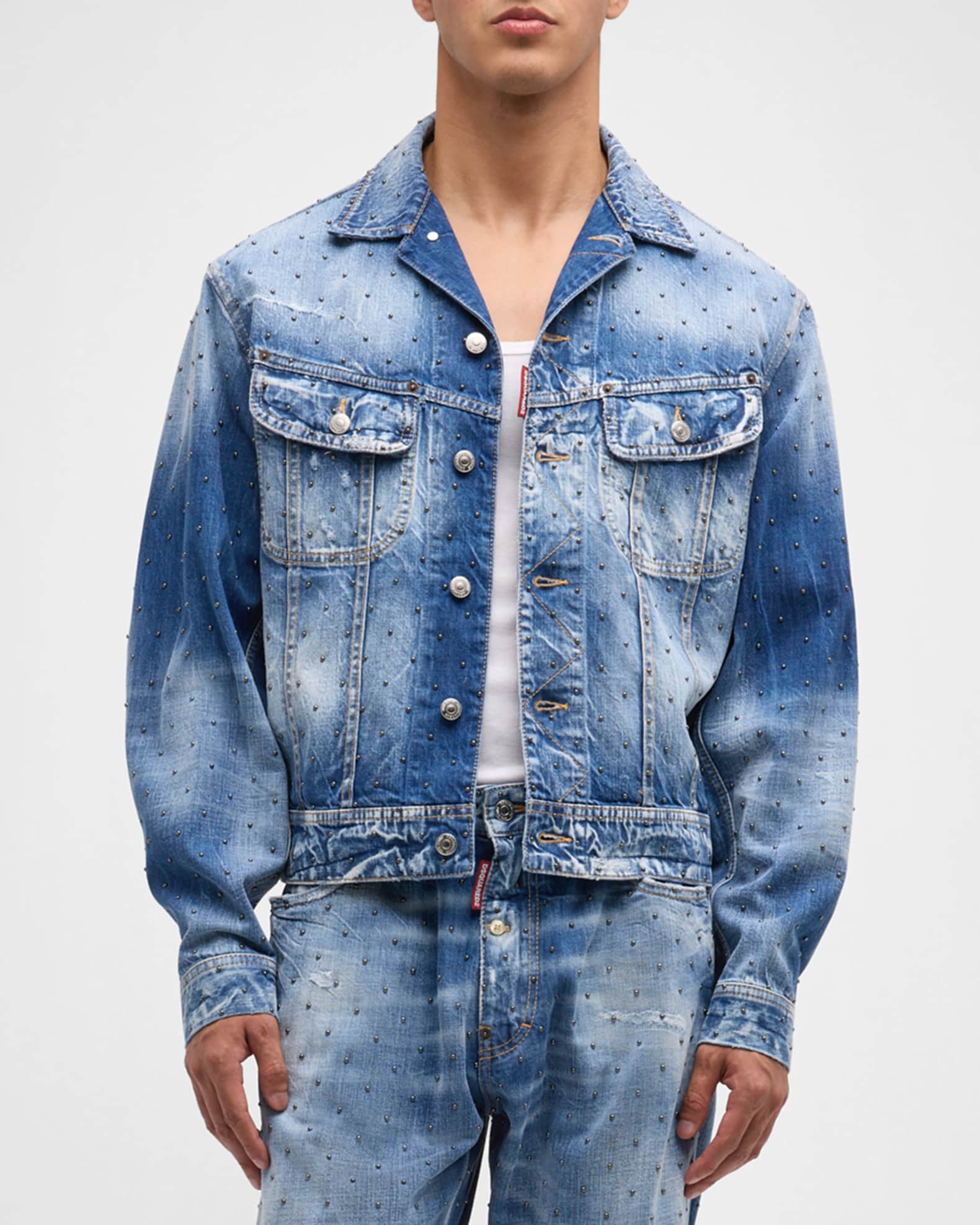 Mens distressed jean jacket shop