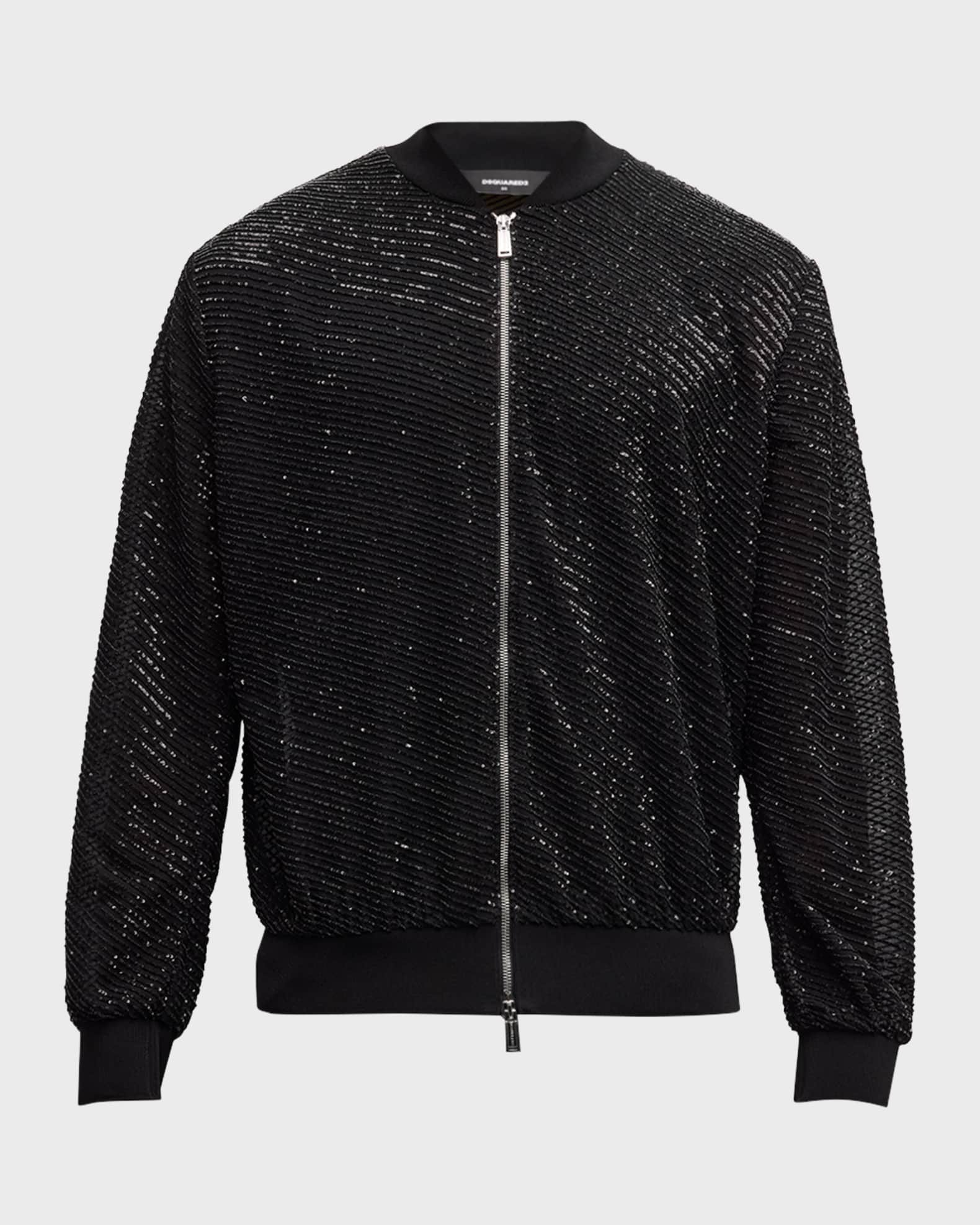 Men's Evening Party Sequin Bomber Jacket 0