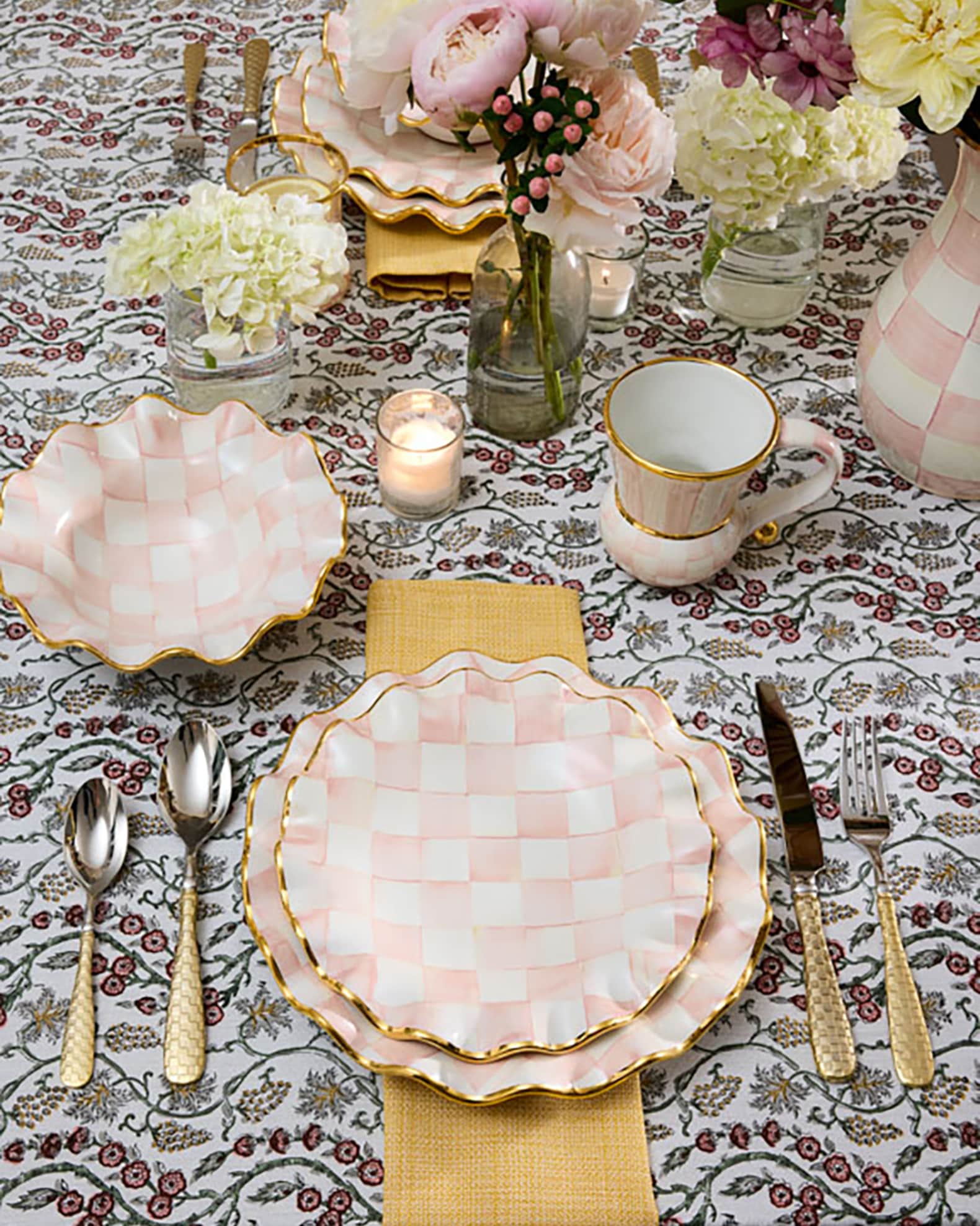 MacKenzie-Childs Rosy Check Ceramic Mug | Neiman Marcus