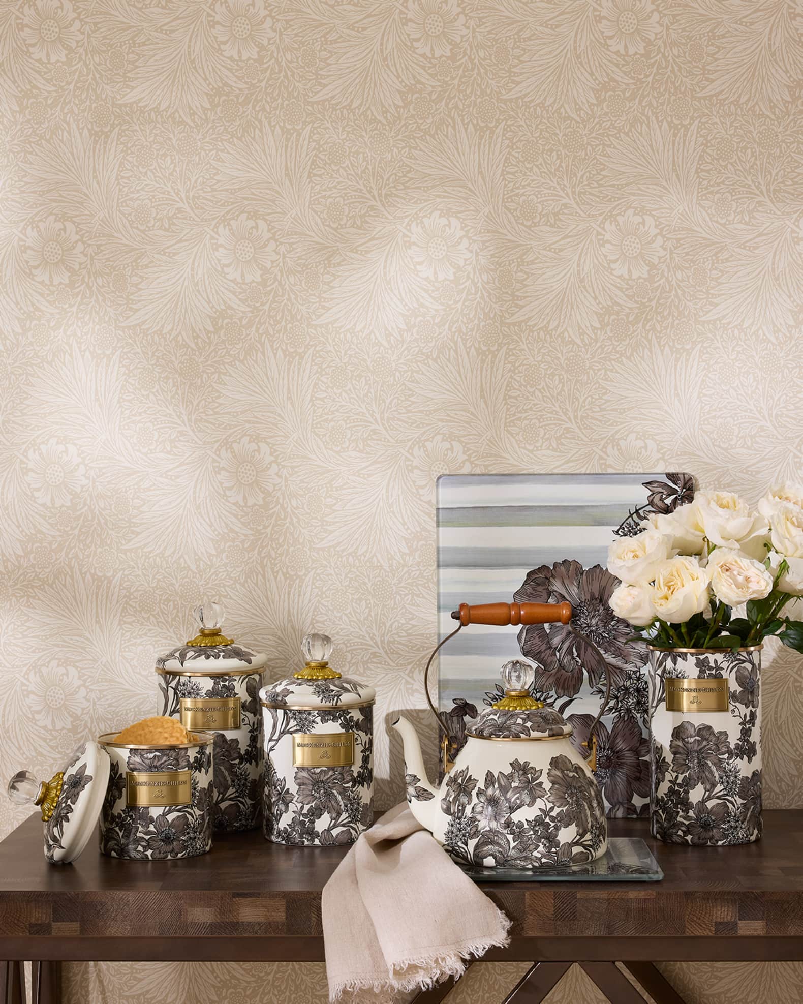 MacKenzie-Childs Sterling English Garden 2-Quart Tea Kettle