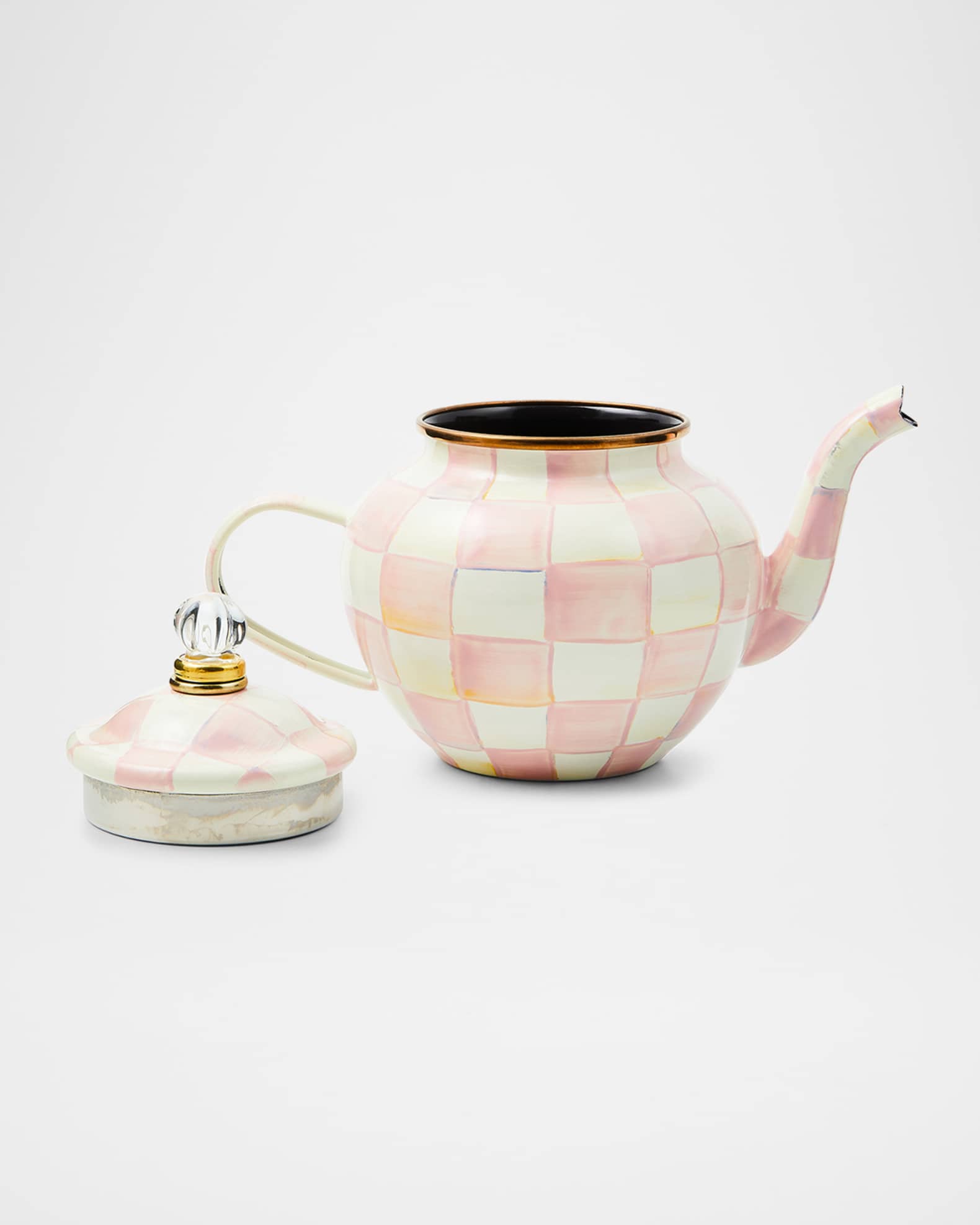 Rosy Check Enamel Teapot, 4 Cup 1