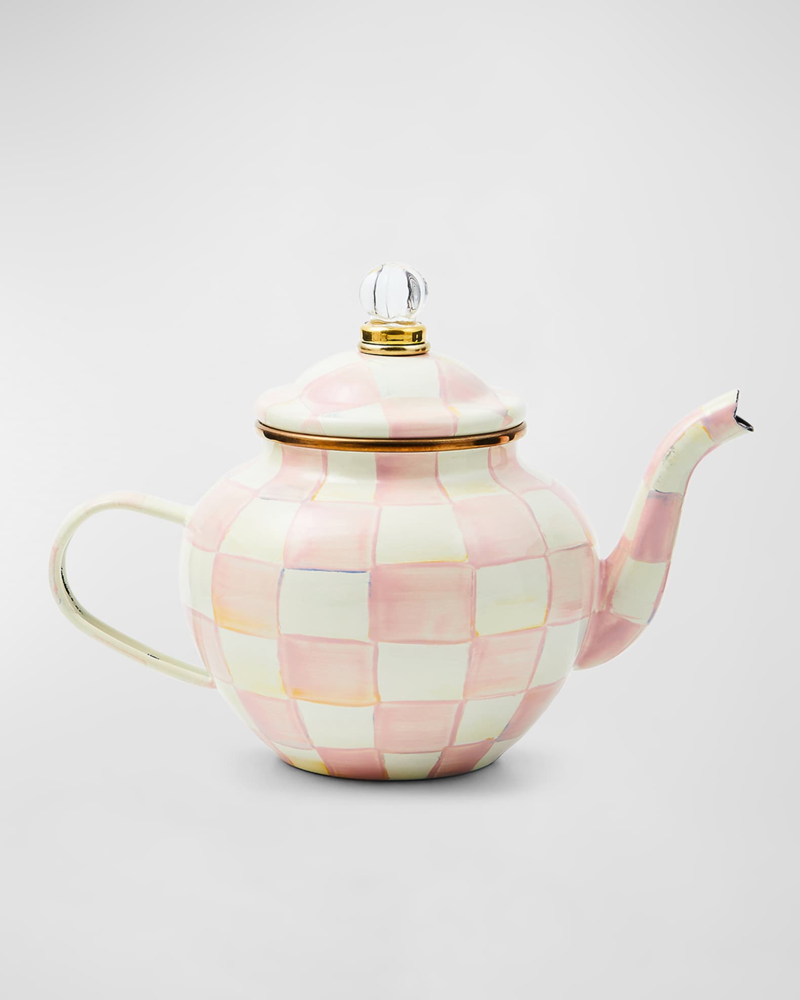 Rosy Check Enamel Teapot, 4 Cup 0