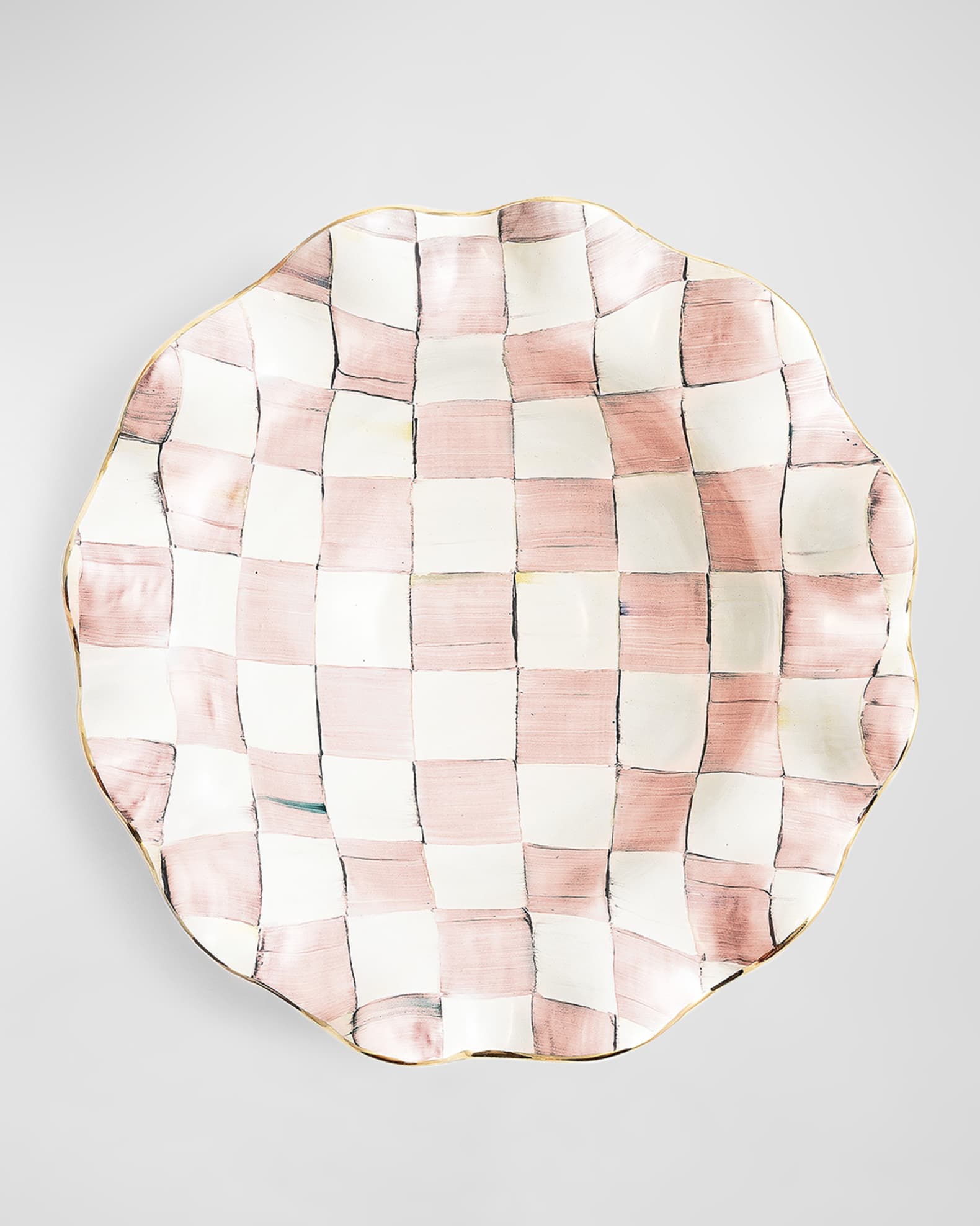Rosy Check Ceramic Fluted Serving Bowl 1