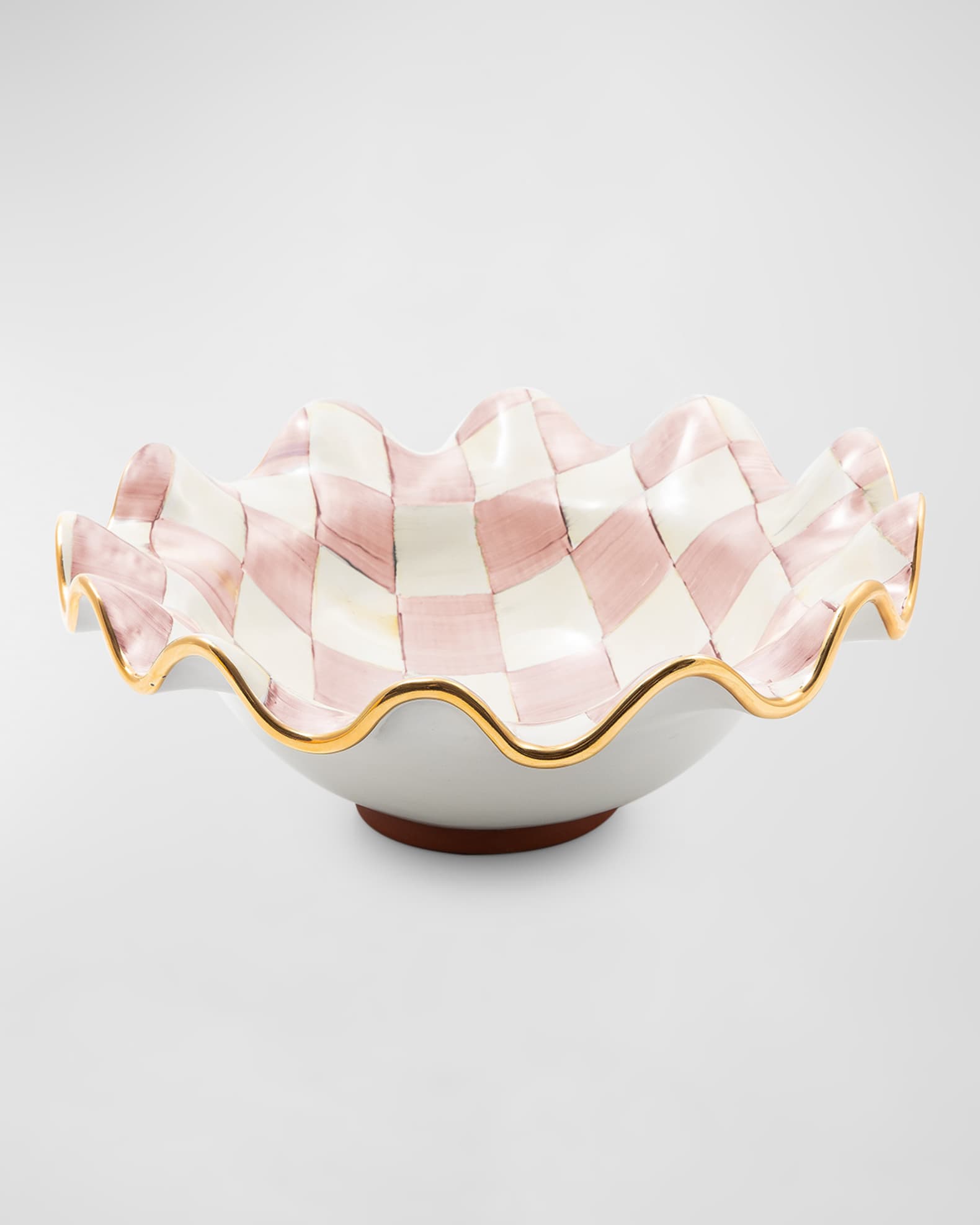 Rosy Check Ceramic Fluted Serving Bowl 0