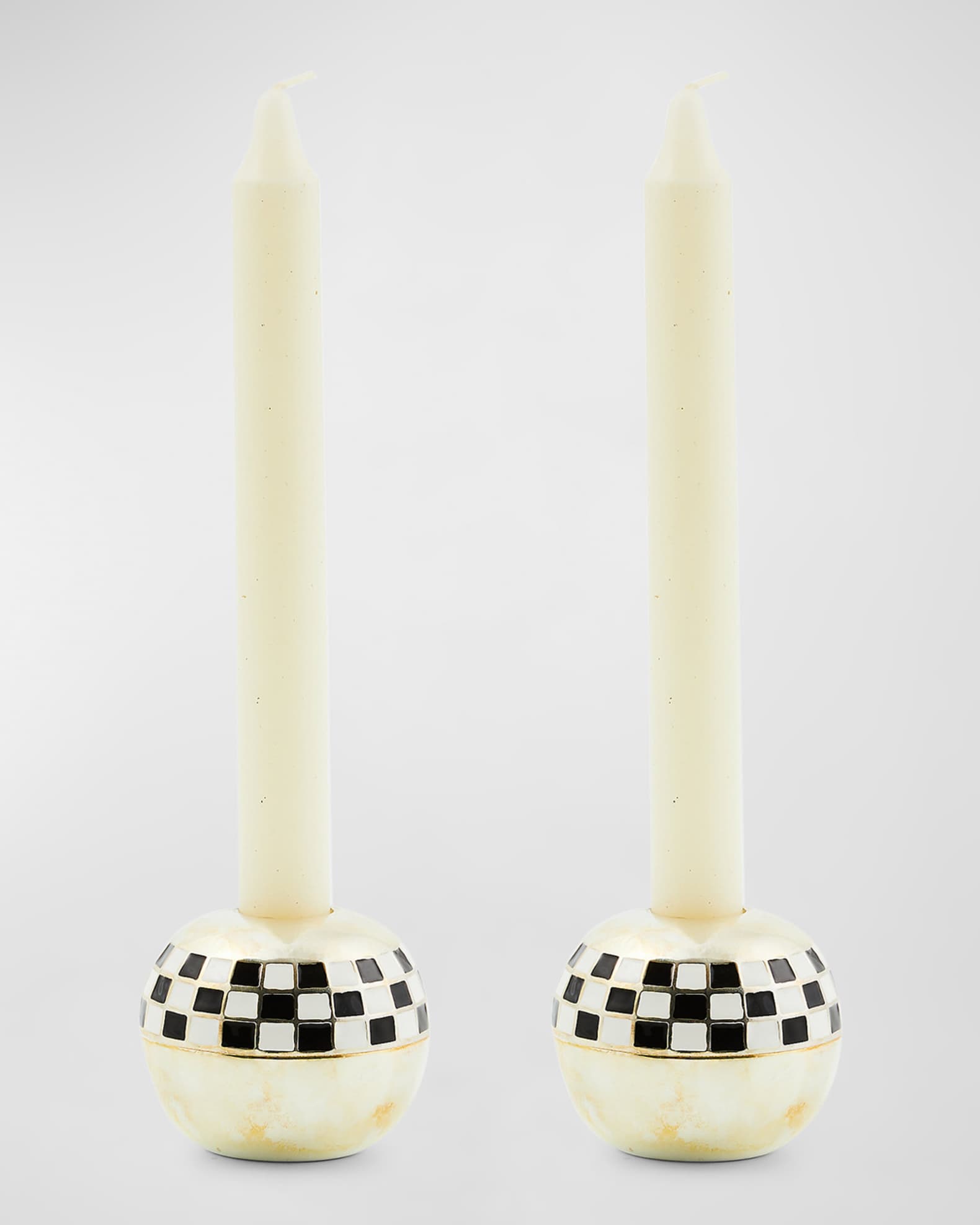 Large Sphere Check Candle Holders, Set of 2 0