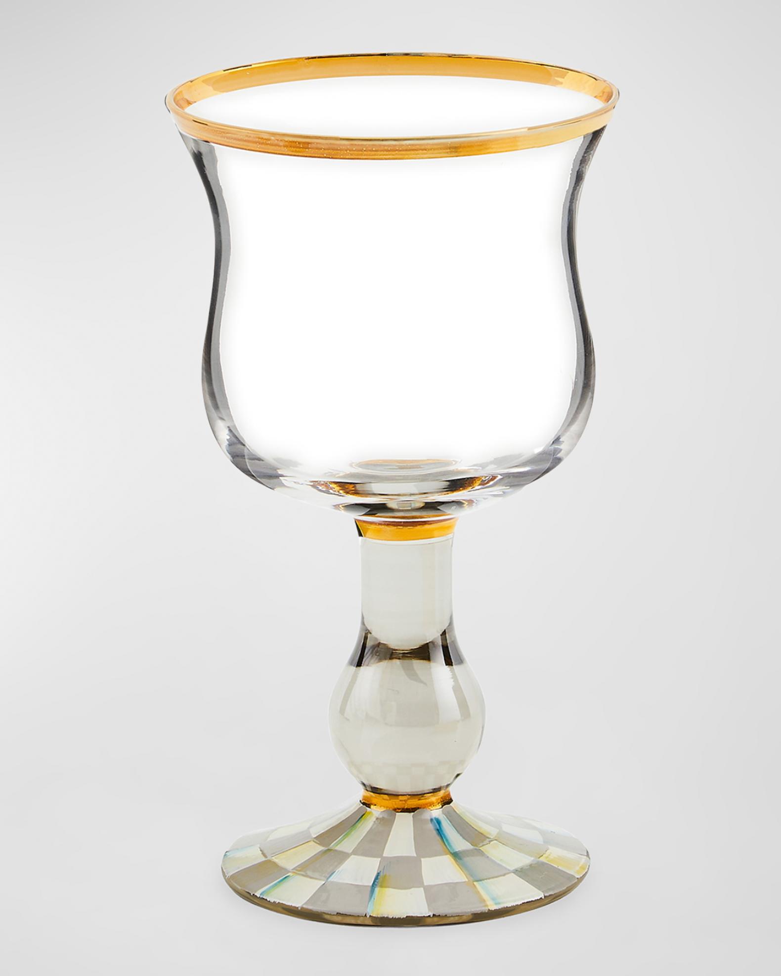 MacKenzie-Childs Sterling Check Wine Glass | Neiman Marcus