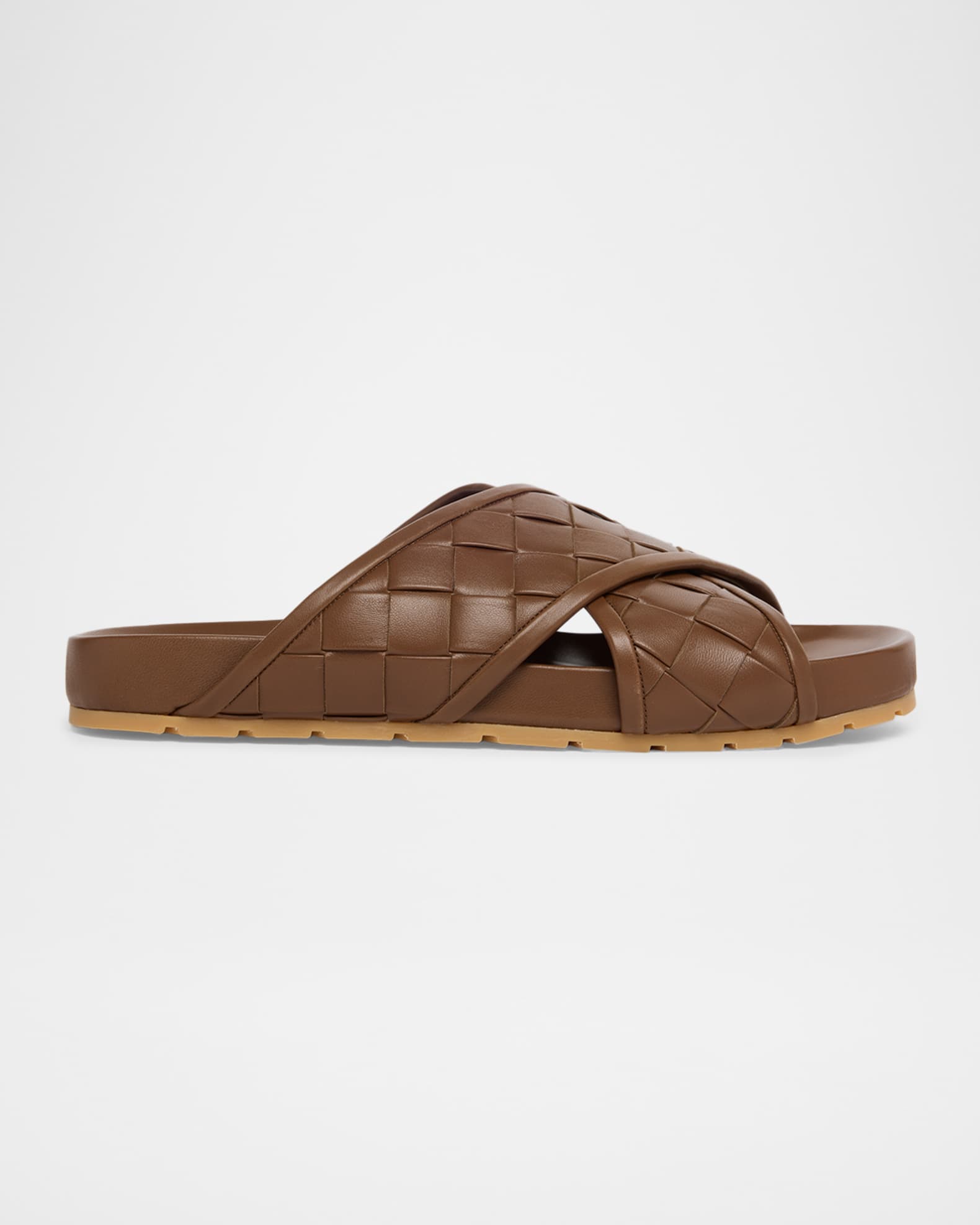 Bottega Veneta Men's Tarik Intrecciato Leather Crisscross Sandals