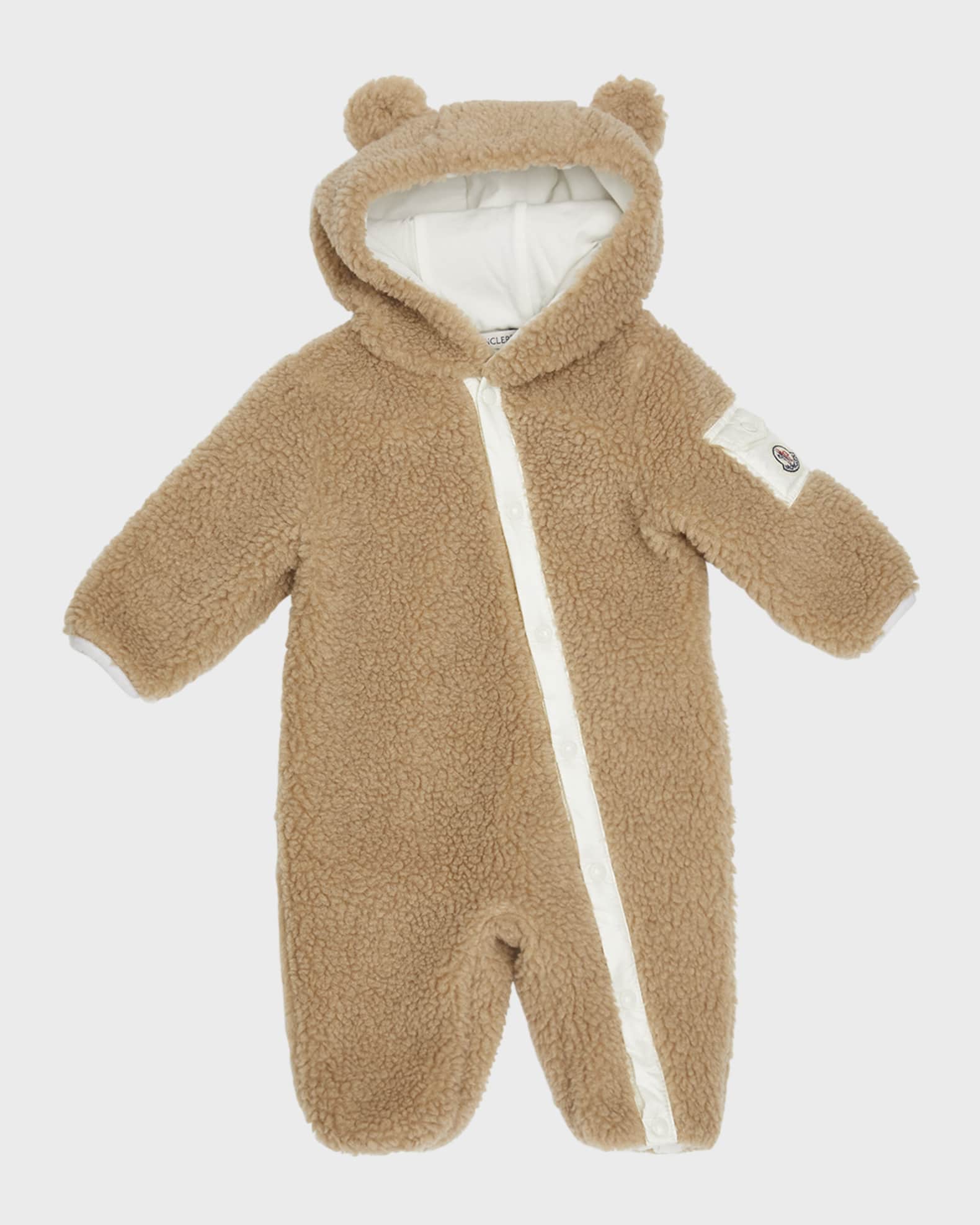 Moncler Kid's Fleece LogoPrint Coverall, Size 3M18M Neiman Marcus