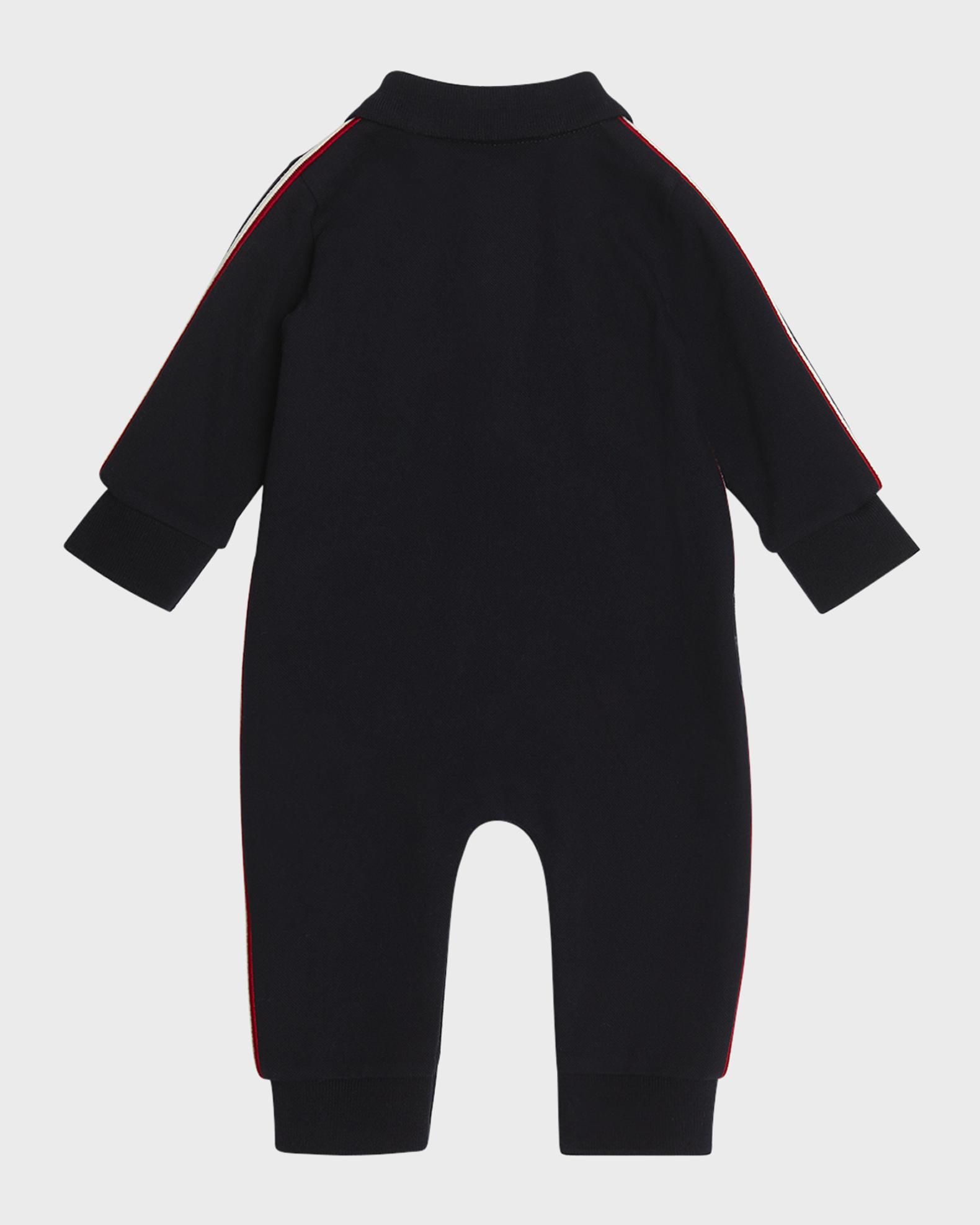 Moncler Boy's Logo-Print Polo Romper, Size Newborn-24M | Neiman Marcus