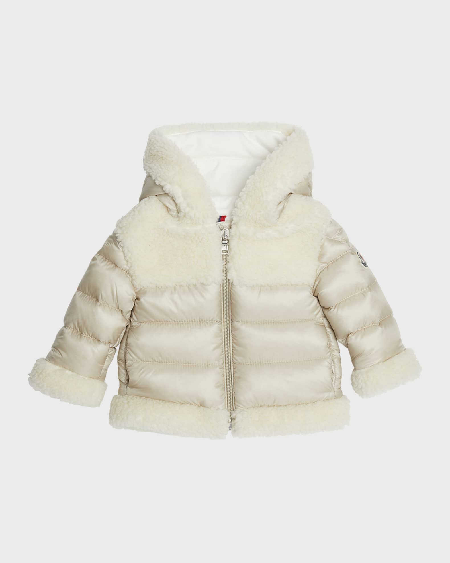 Moncler Unisex Dofi Faux Shearling Down Puffer Jacket Baby Tan Beige Size 3 Beige
