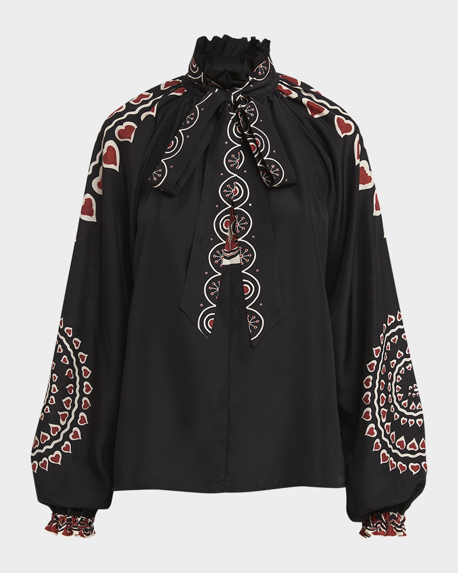 La DoubleJ Cerere Placee Printed Blouse with Tie Neck