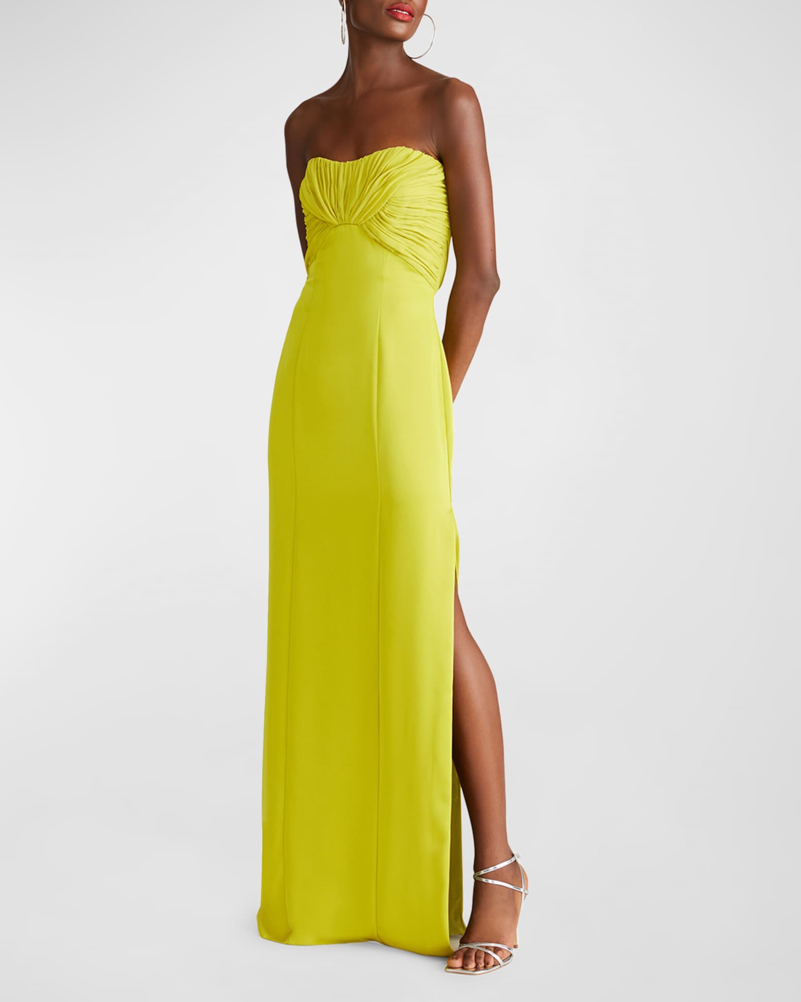Henna Strapless Chiffon Satin Column Gown