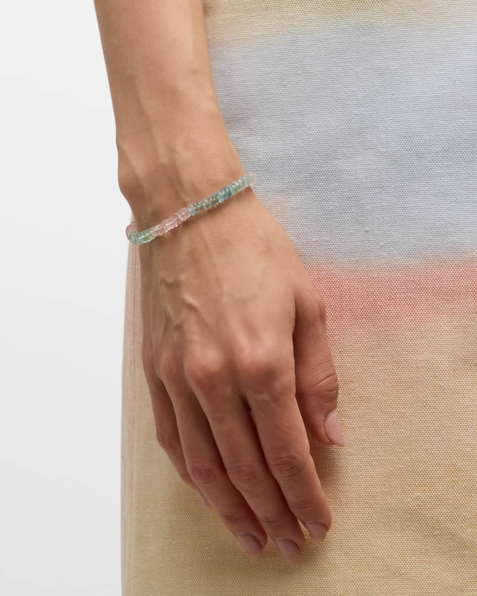Aquamarine and Morganite Fancy Cut Bracelet  1
