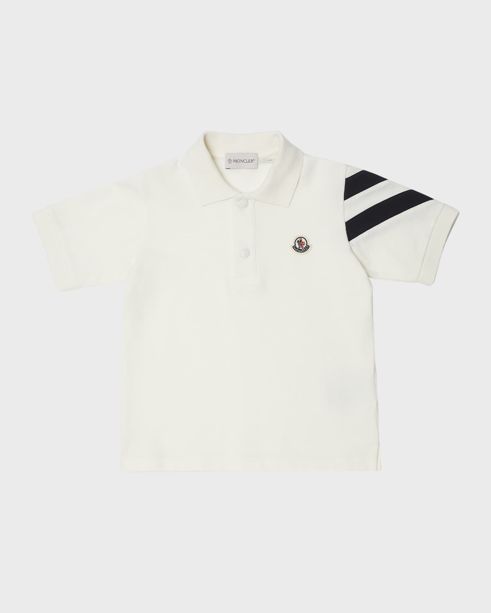 Moncler Boy's Polo Shirt W/ Chevron Detail, Size 46 Neiman Marcus