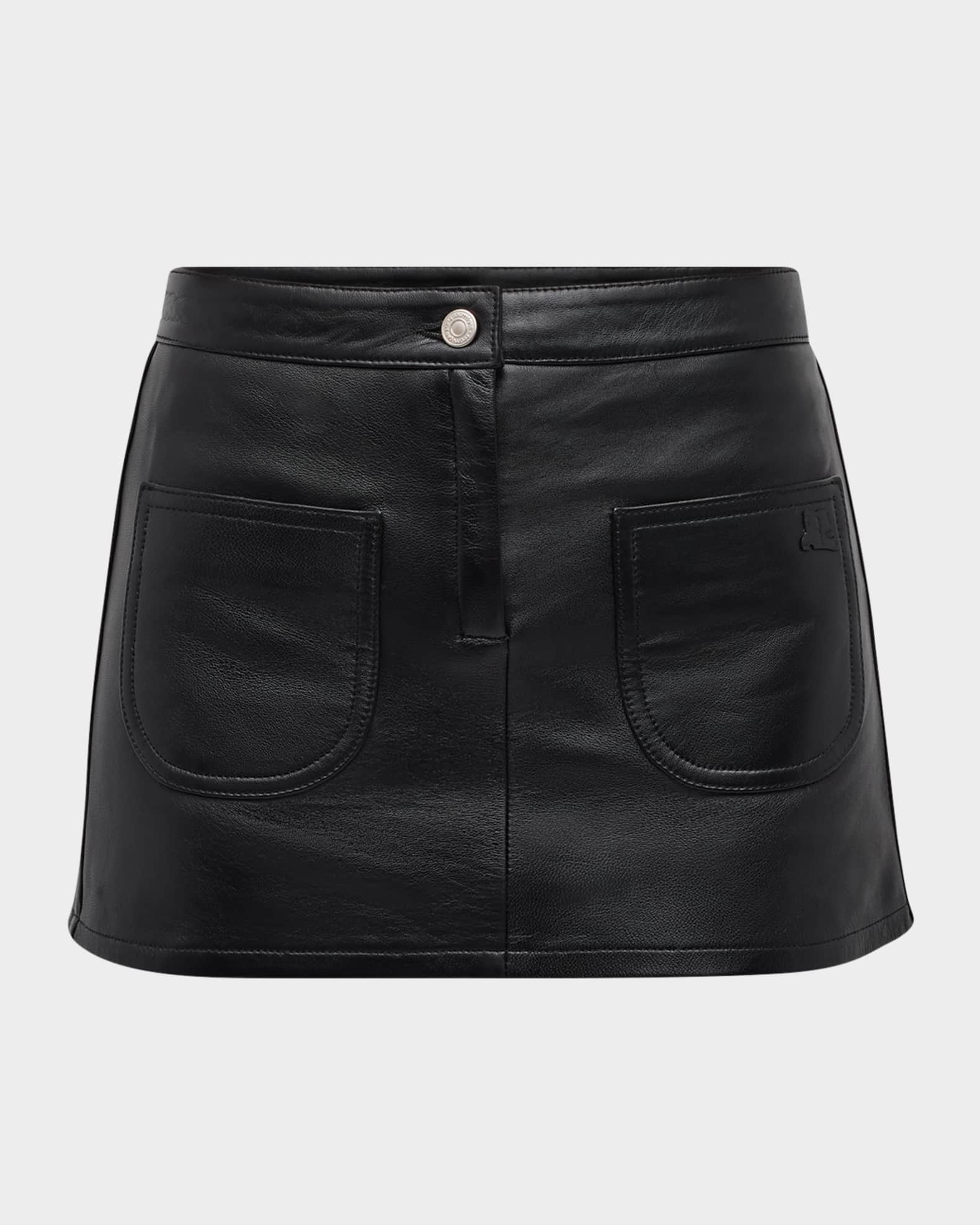 Courreges 2-Pocket Vintage Leather Mini Skirt | Neiman Marcus