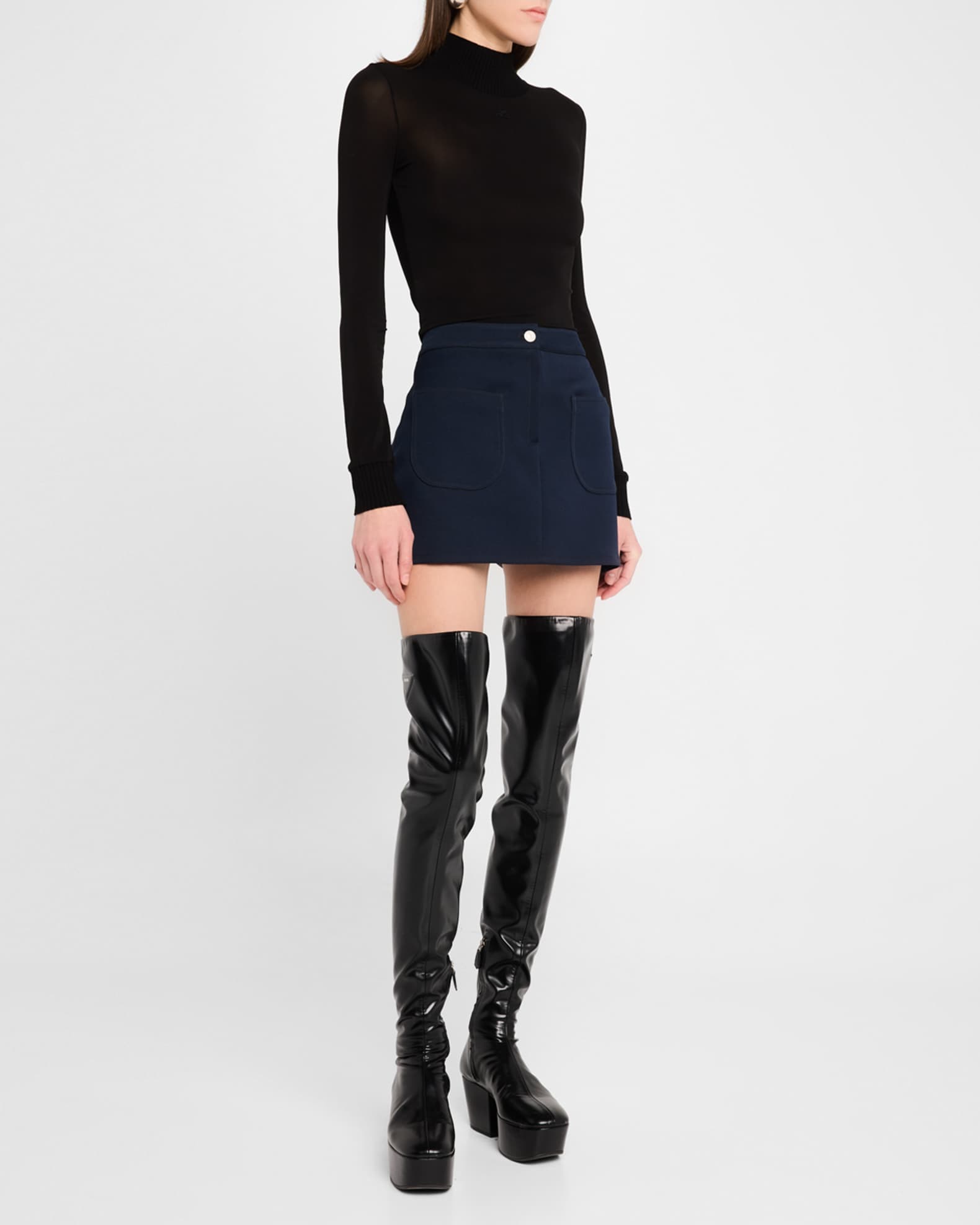 COURREGES 国内買付 2-POCKET TWILL MINI-SKIRT Courreges 2-Pocket Twill Mini Skirt | Neiman Marcus