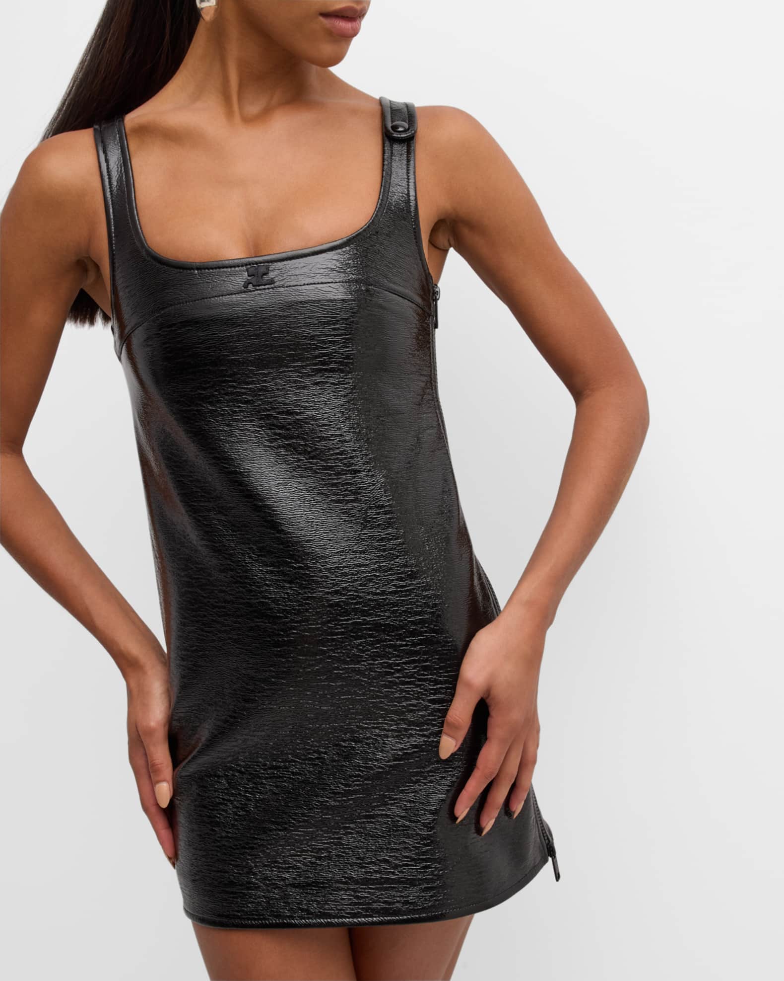 Courreges Re-Edition A-Line Vinyl Mini Dress | Neiman Marcus